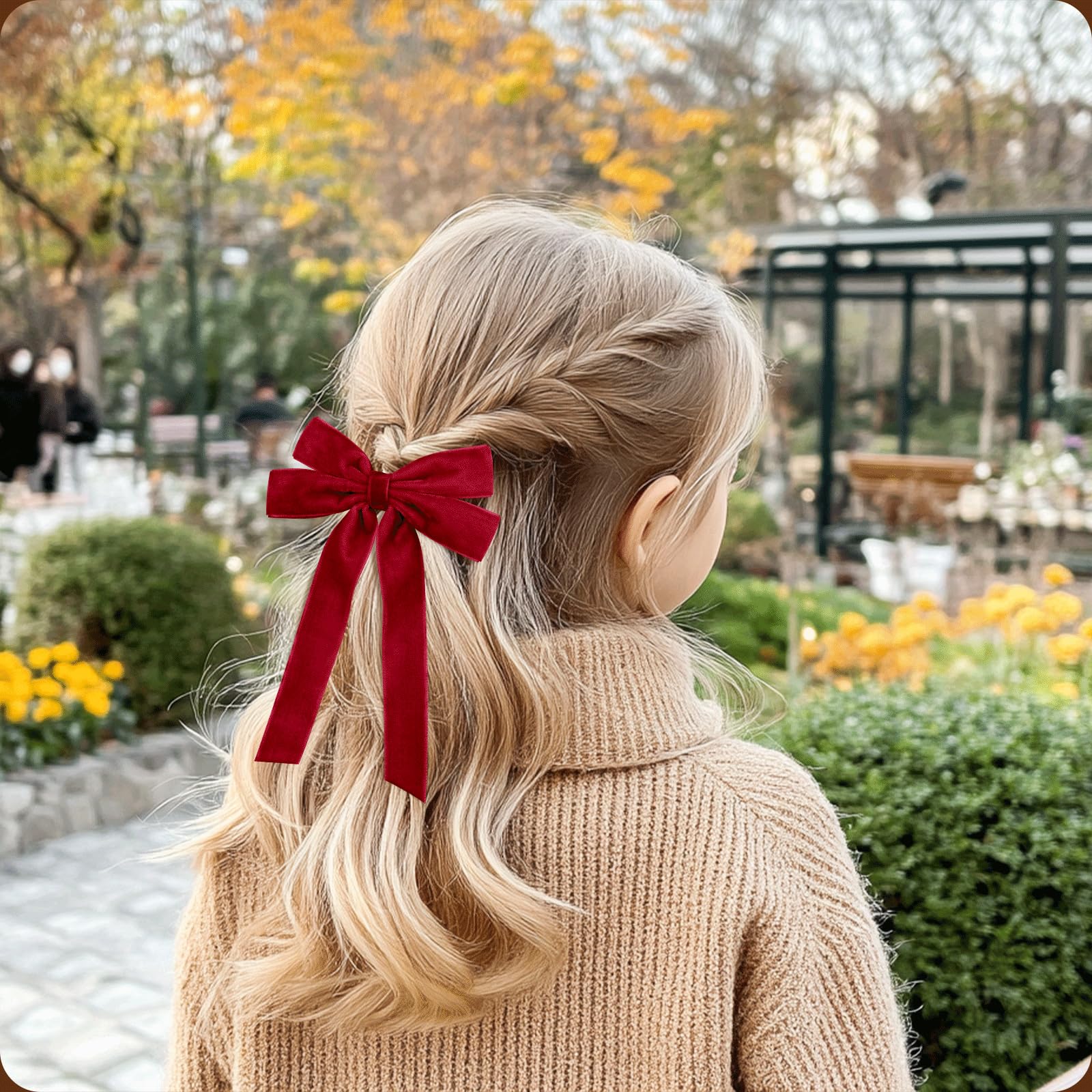 2Pcs Red Hair Bows Soft Velvet Bow Hair Clip With Long Tail Hair Accessories For Women Girls Toddlers