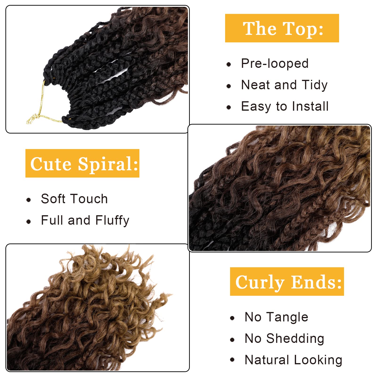Goddess Box Braids Crochet Hair 14 Inch Pre-Looped Bohomian Crochet Box Braids Curly Ends 8 Packs 3X Crochet Braids For Women Sy