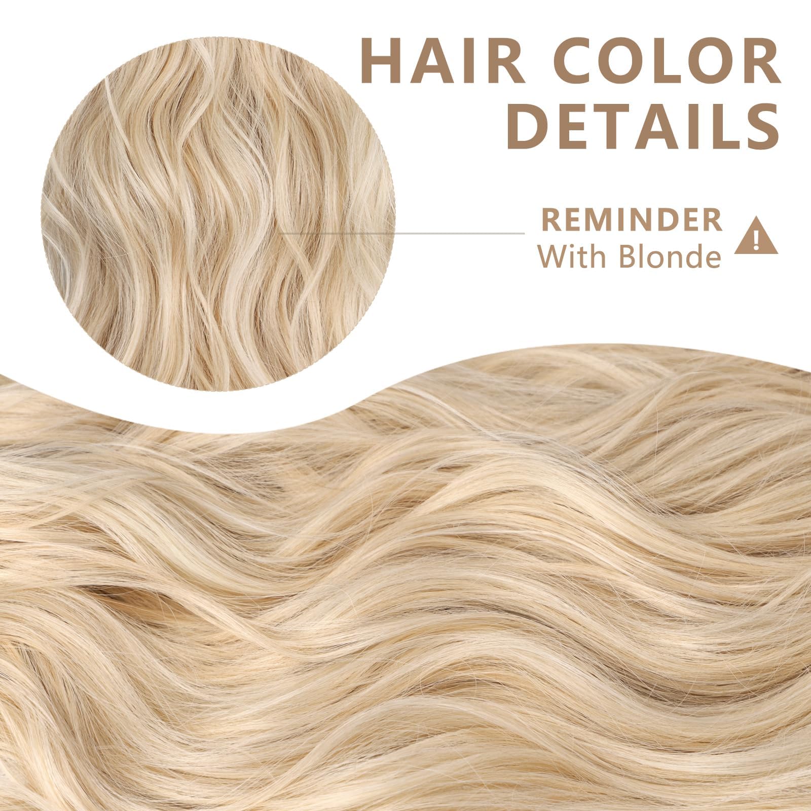 Alxnan Clip In Hair Extension,Long Wavy Blonde Hair Extensions, 20 Inch 4Pcs Thick Hairpieces Fiber Double Weft Hair For Women