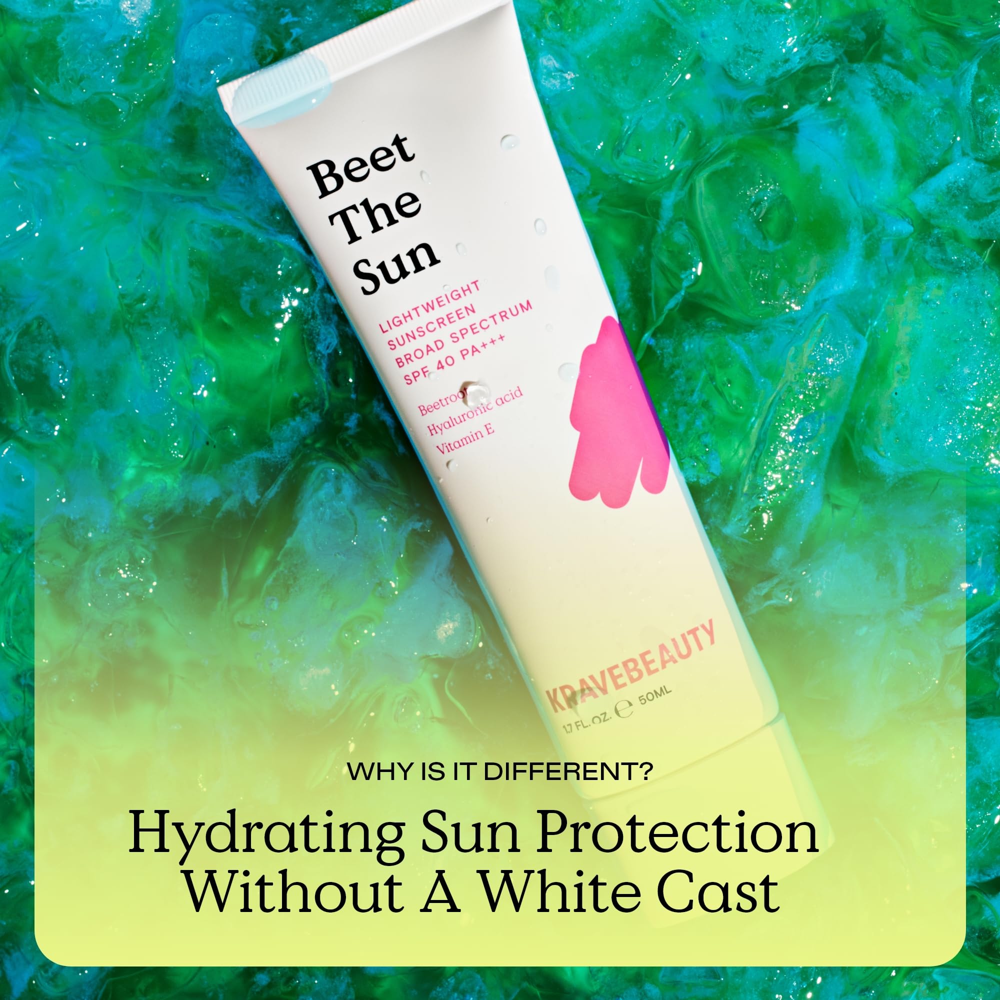 Kravebeauty Beet The Sun Spf 40 Pa+++ Broad Spectrum Sunscreen, Daily Non-Greasy Chemical Spf, No White Cast Or Pilling, For All
