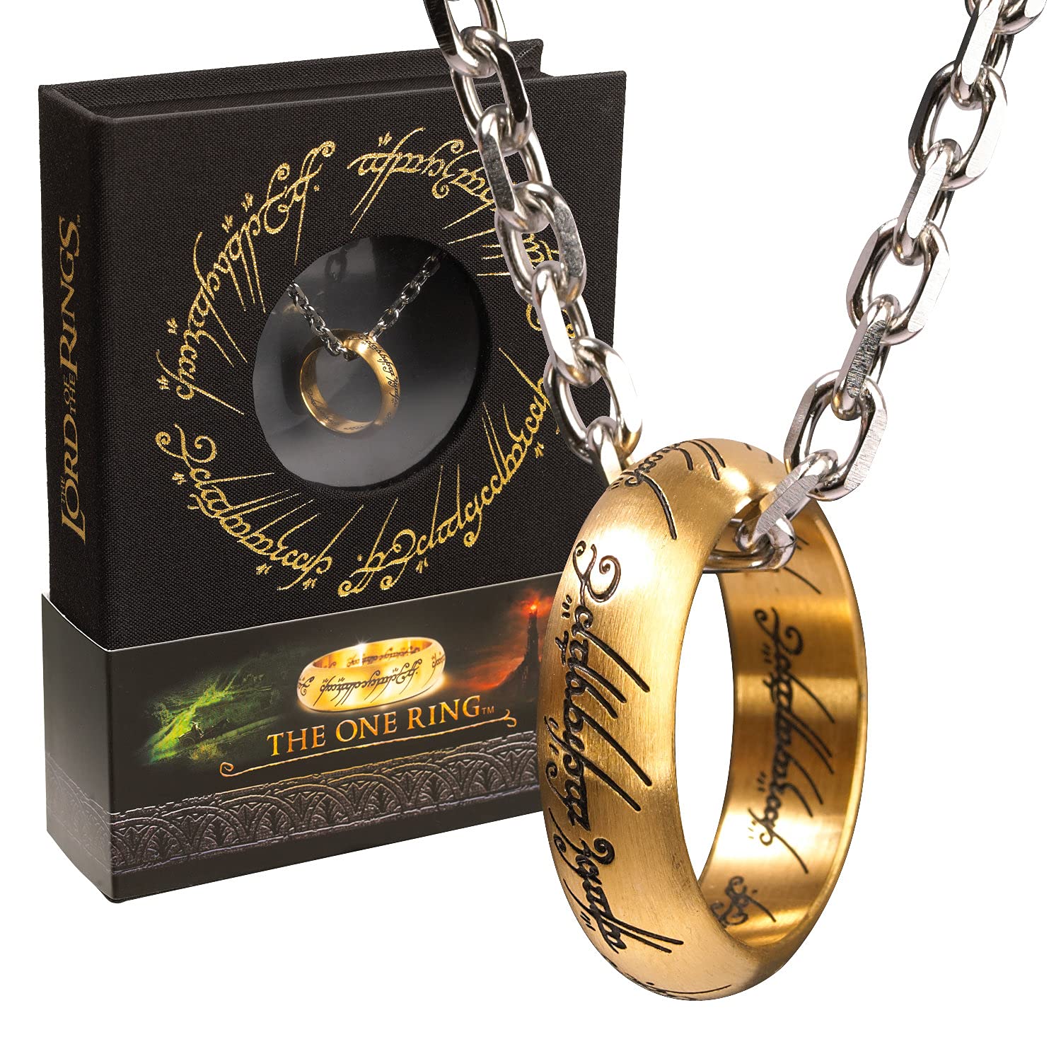 The Noble Collection The Lord of The Rings The One Ring - Anodised Stainless Steel One Ring on 24in (61cm) Chain - Officially Li