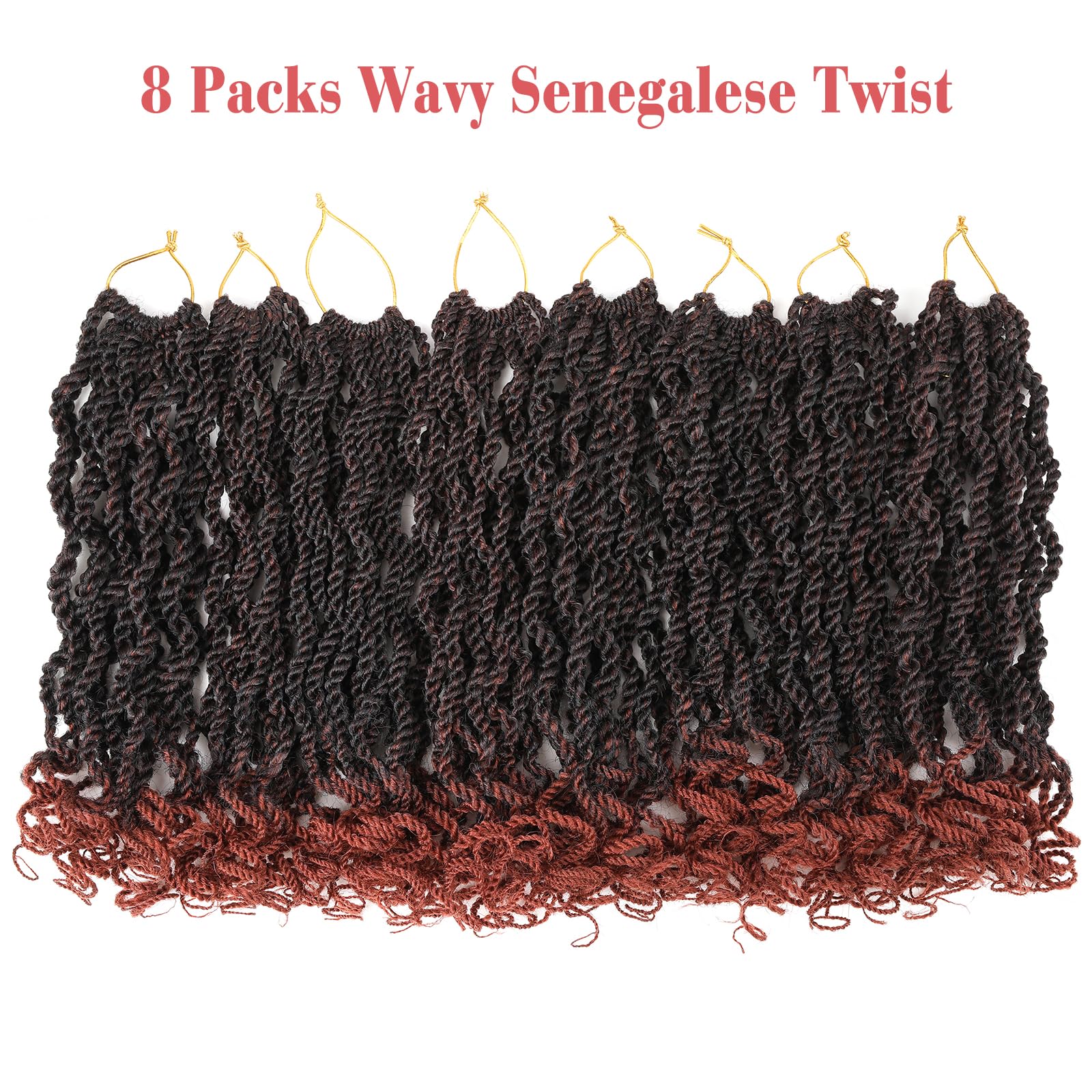Leeven 10 Inch Senegalese Twist Crochet Hair With Curly Ends 8 Packs Ombre Copper Red Pre Looped Short Wavy Crochet Braids For K