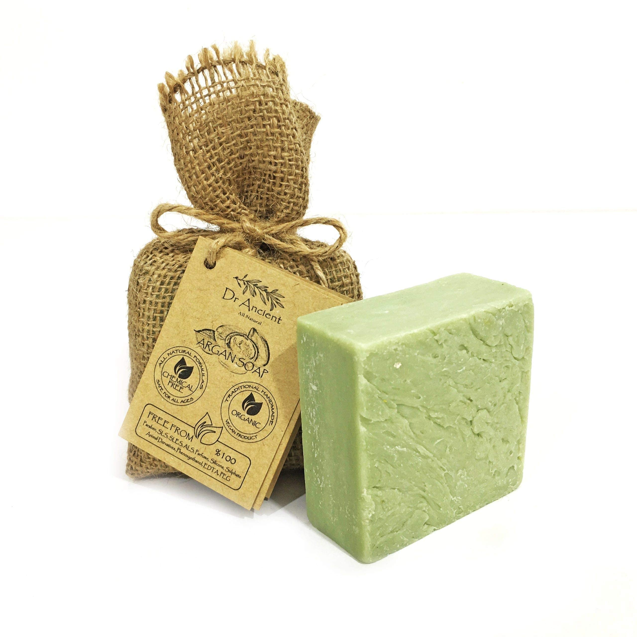 Dr.Ancient Argan Soap Bar Organic Natural Vegan Traditional Handmade Antique - Anti-Aging For Women And Men, Anti-Wrinkle - No C