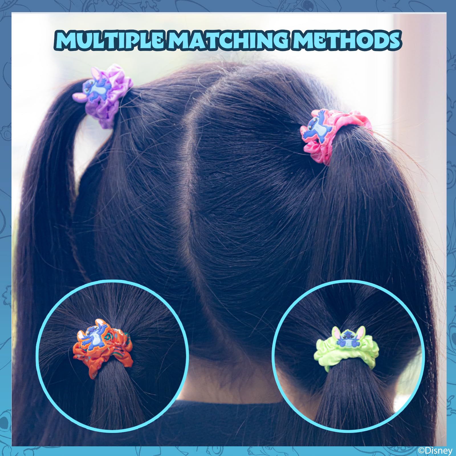 Stitch 6 Piece Hair Scrunchie Set, Hair Accessories for Girls, School Rewards Party Favors, Stocking Stuffer, Birthday Gift, Spa