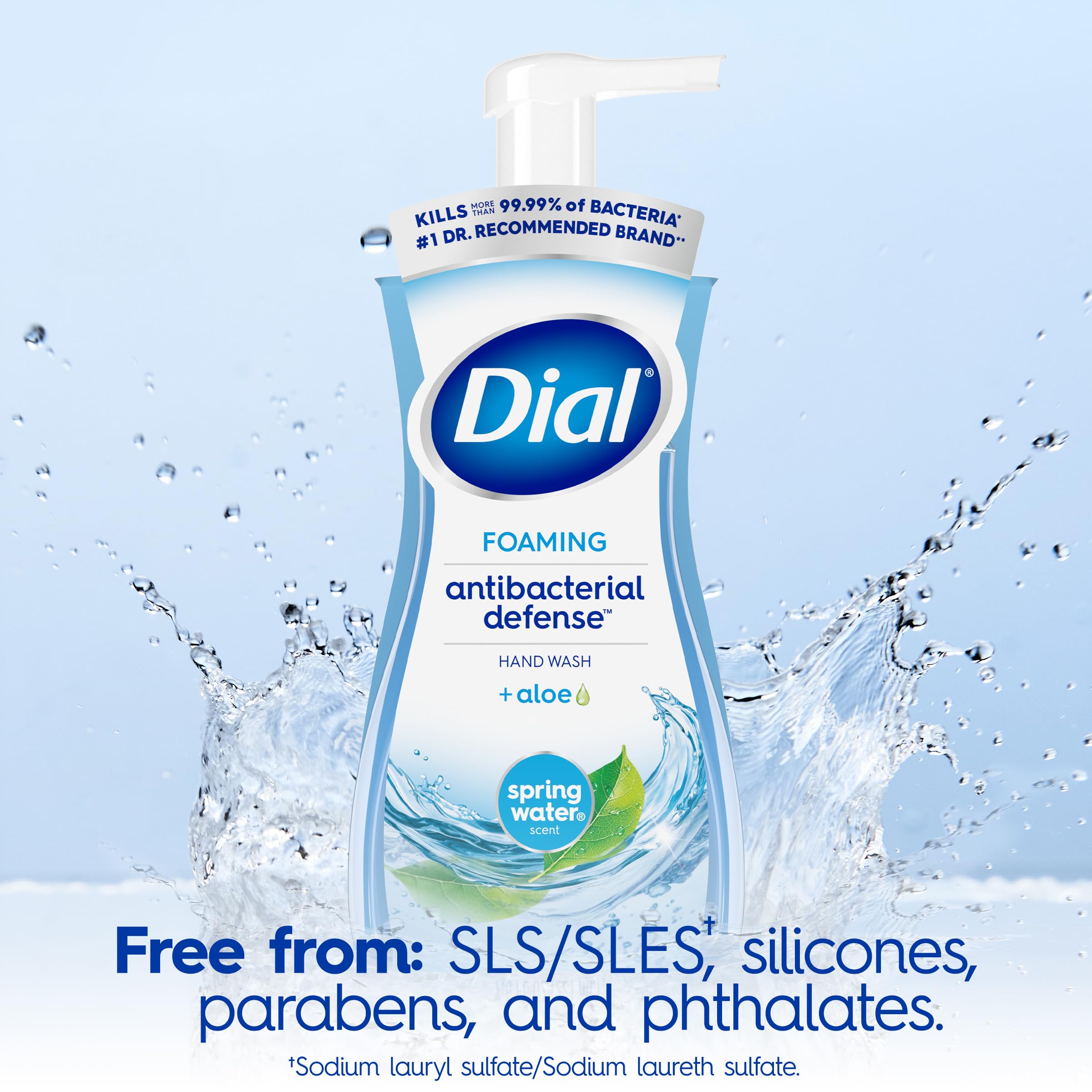 Dial Antibacterial Foaming Hand Wash, Spring Water, 7.5 Fl Oz (Pack Of 6)