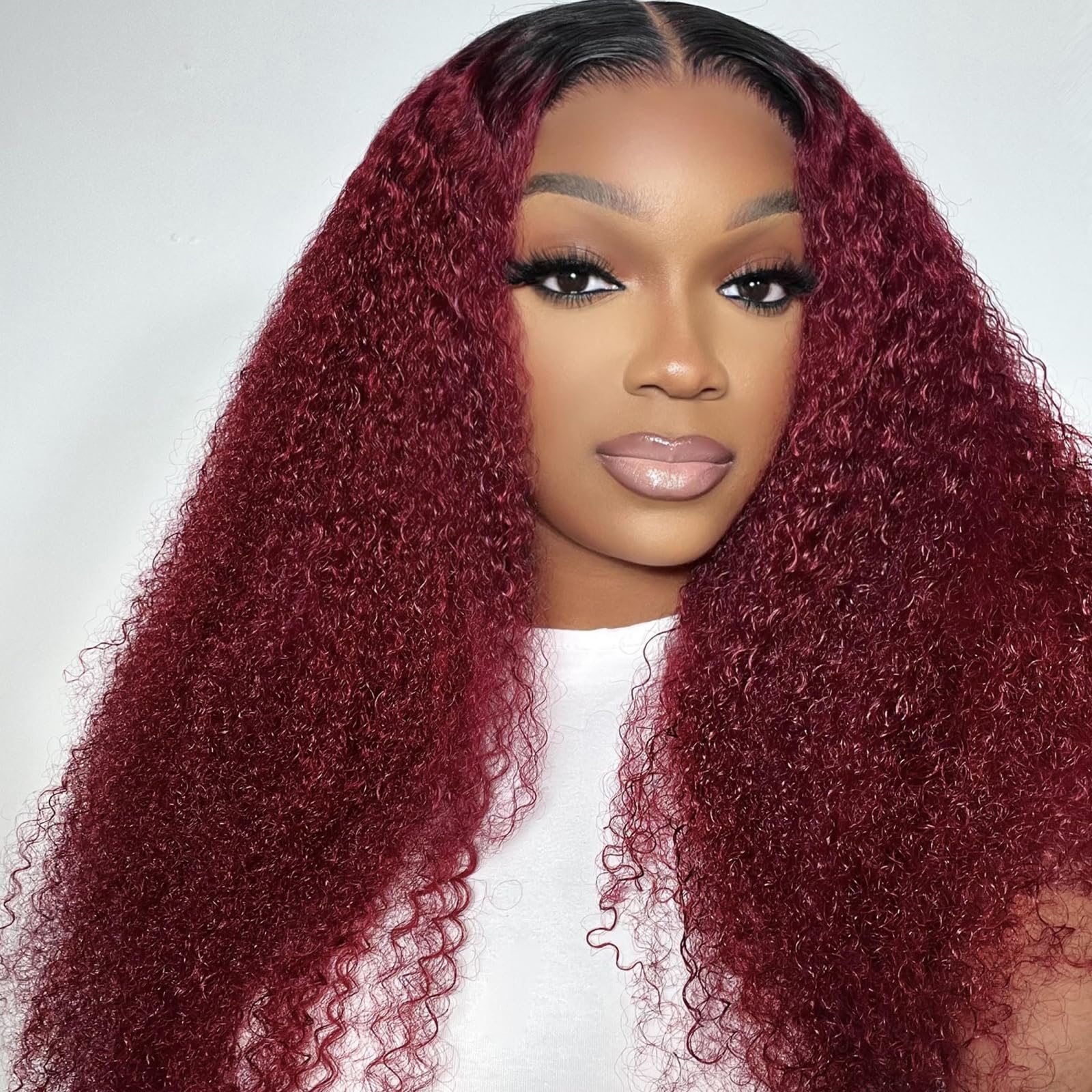 Juvid 99J Burgundy Curly Lace Front Wig Human Hair 13x6 HD Lace Frontal Wigs Pre Plucked with Baby Hair Glueless 180% Density Da