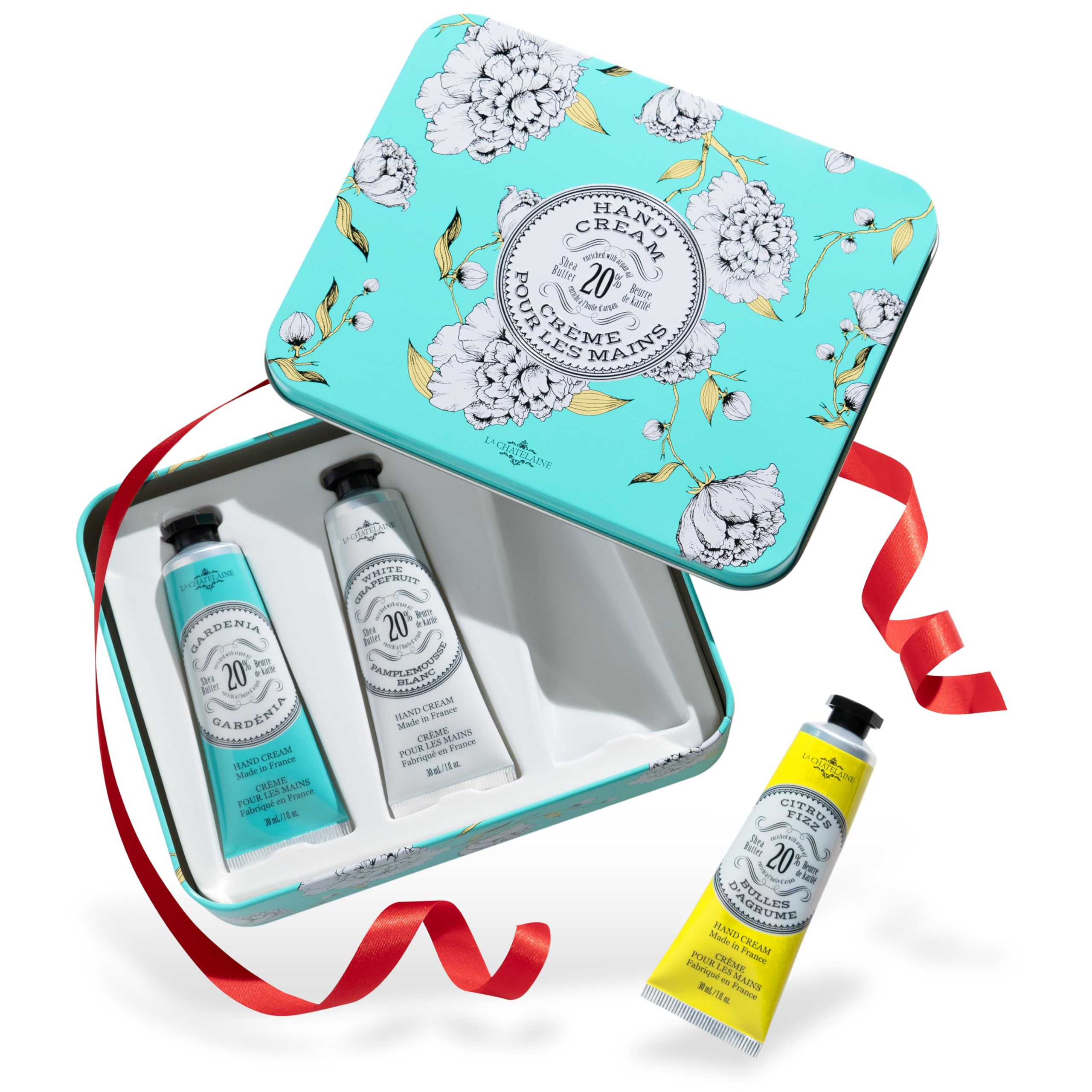 La Chatelaine Hand Cream Trio Tin Gift Set, Natural Hand Lotion, Made in France with 20% Organic Shea Butter, Moisturizing (Gard
