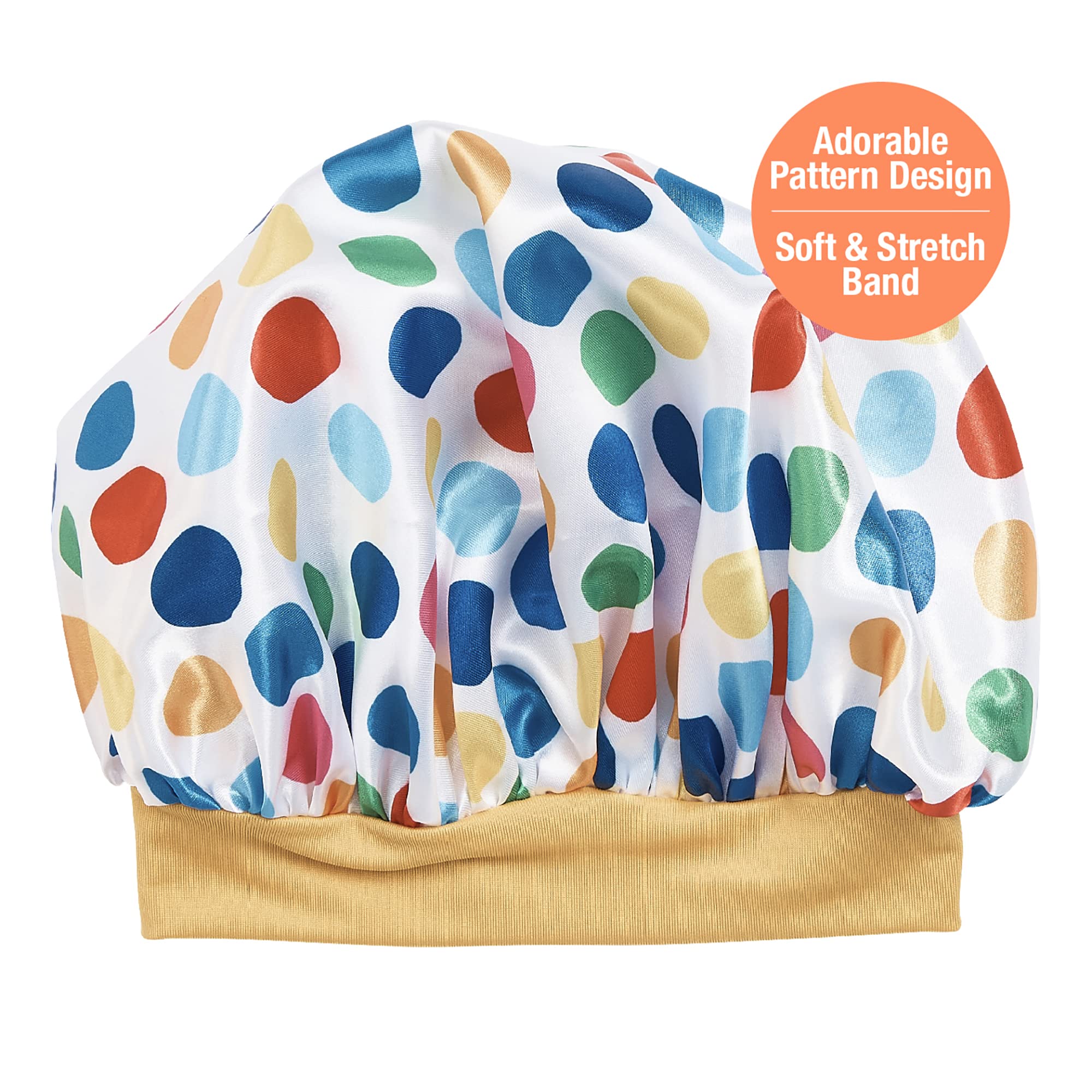 Red By Kiss Toddler Satin Bonnet Sleep Caps Hair Wraps Hair Bonnet (Multi Dots)