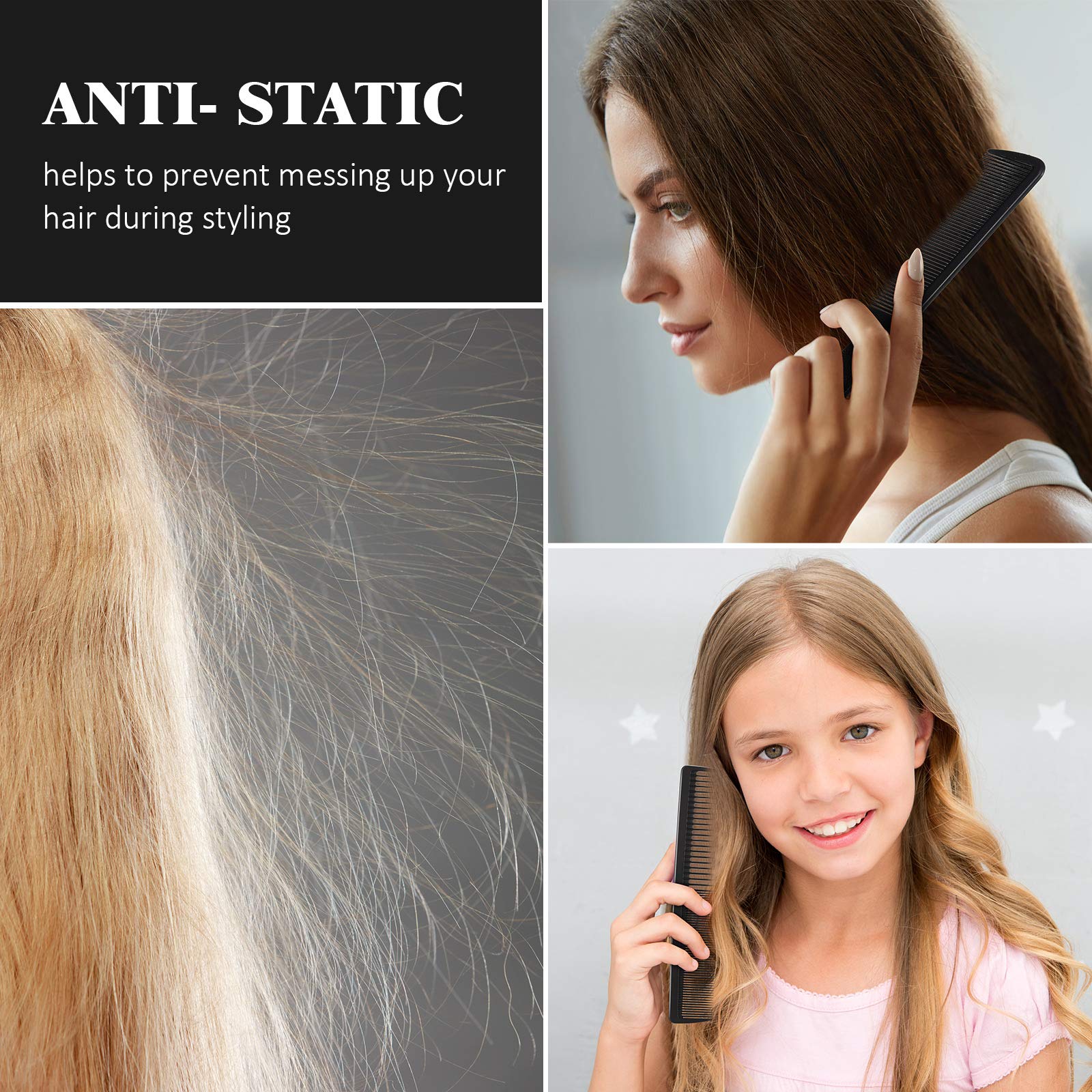 5 Pieces Hair Cutting Comb Barber Comb Hair Styling Combs Fine Teeth Carbon Comb Set Anti Static Heat Resistant Hairdressing Tap