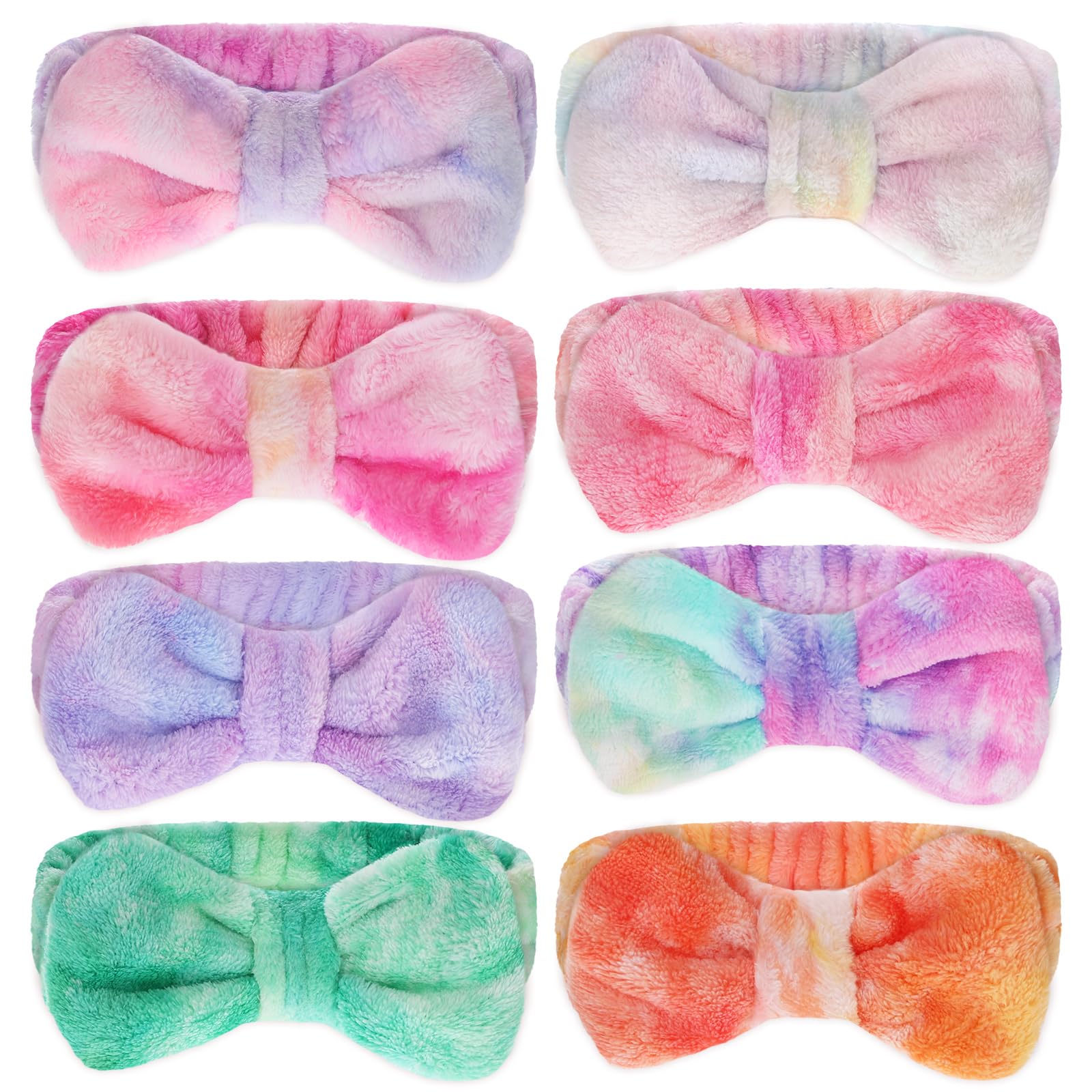 obeoby 8 Pieces Face Wash Headband Set, Soft Spa Facial Headband Makeup Skincare Headbands for Washing Face