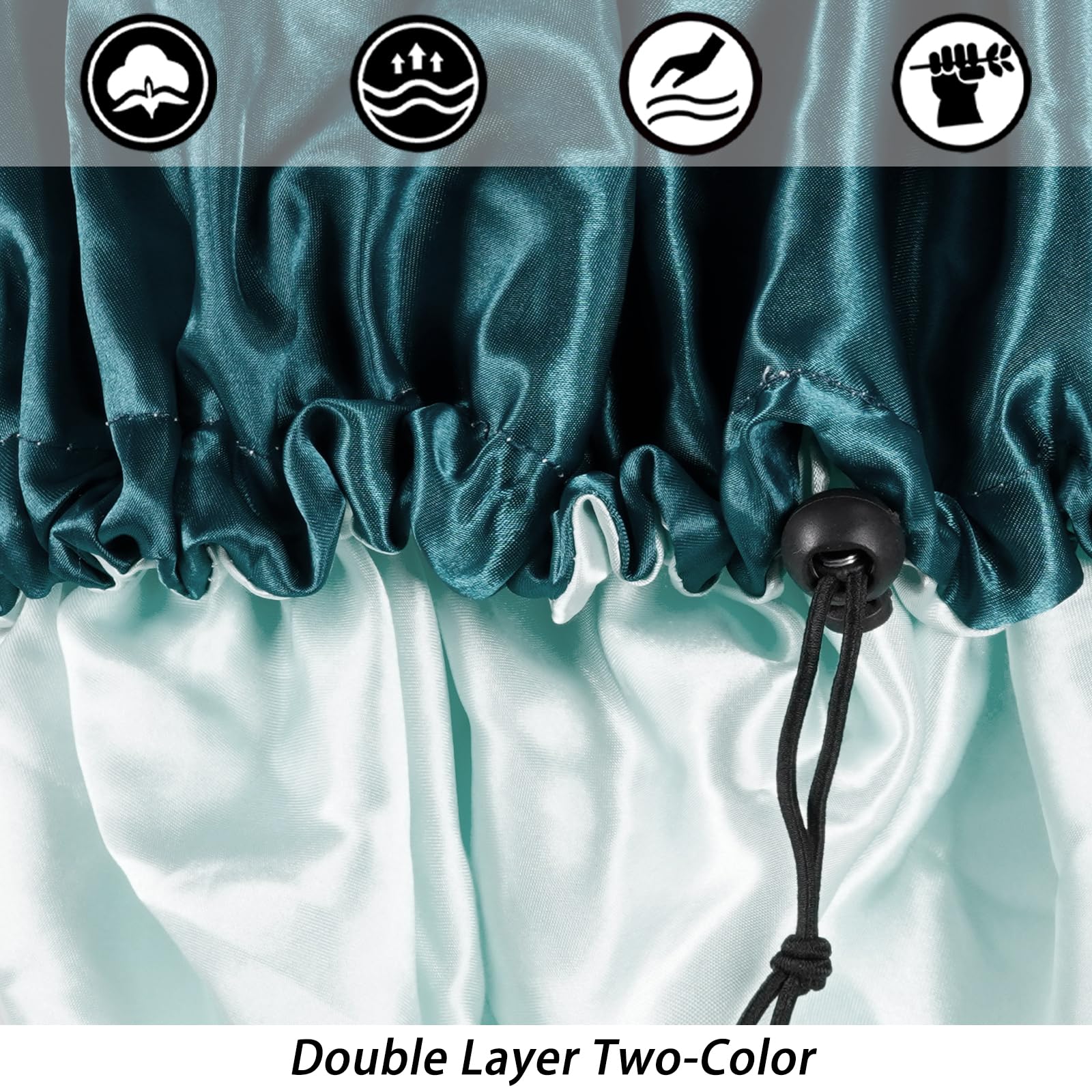Satin Bonnet Silk Bonnet For Curly Hair Bonnet Braid Bonnet For Sleeping Bonnets For Women Large Double-Layer Adjustable(Black&B