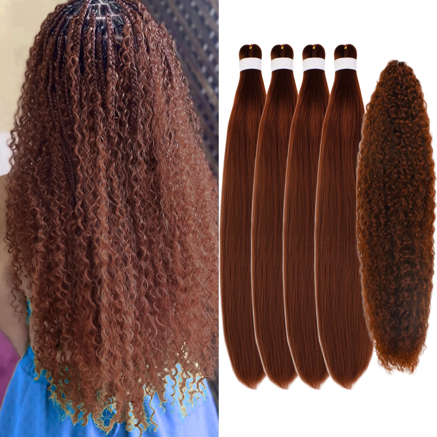 Brown Braiding Hair Pre stretched Boho Hair for Mermaid Braiding Hair Extensions Micro Curl Boho Braids Curly Crochet Bohemian B