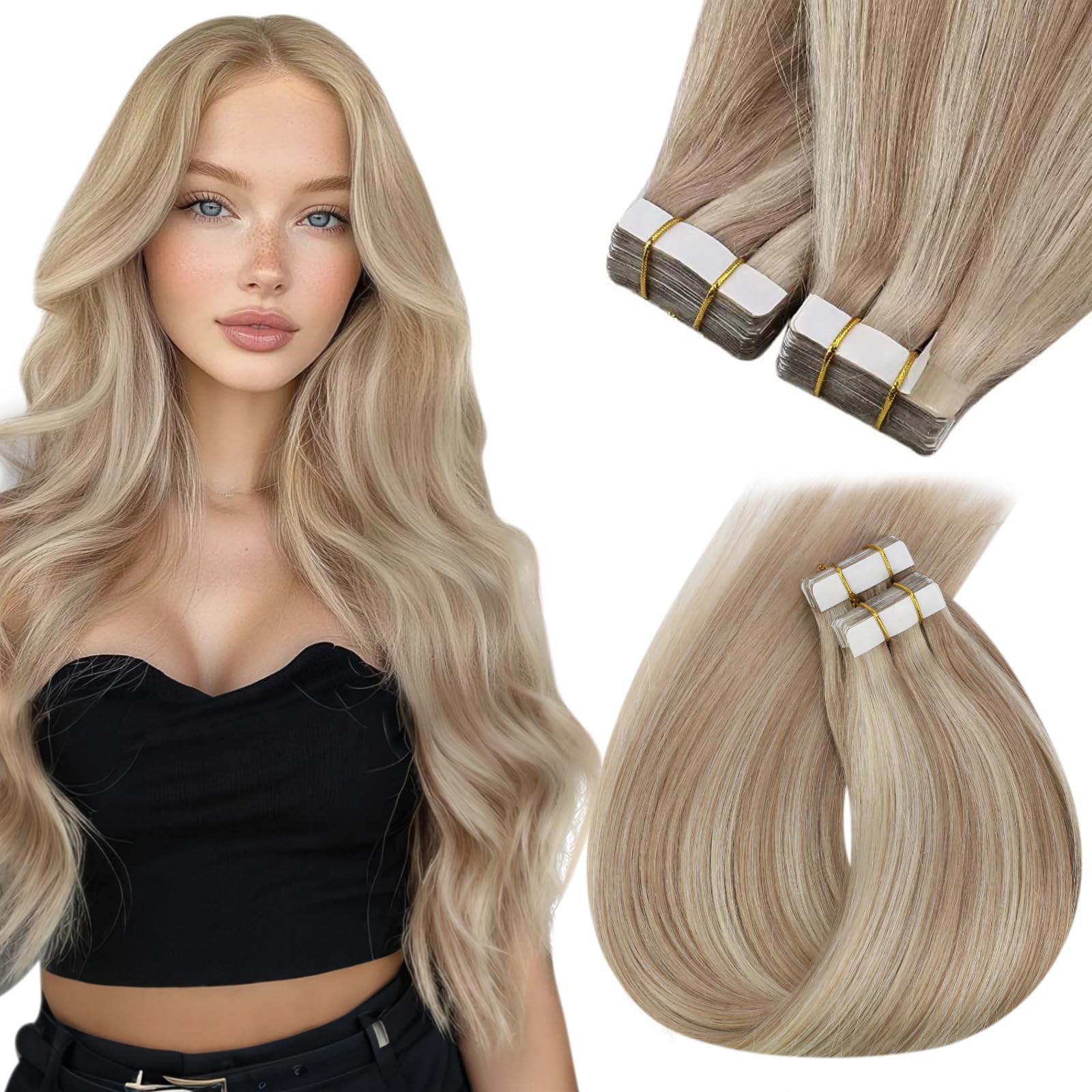 Sunny Hair Tape In Hair Extensions Human Hair Ash Blonde Tape In Hair Extensions Human Hair Highlights Blonde With Ash Blonde In