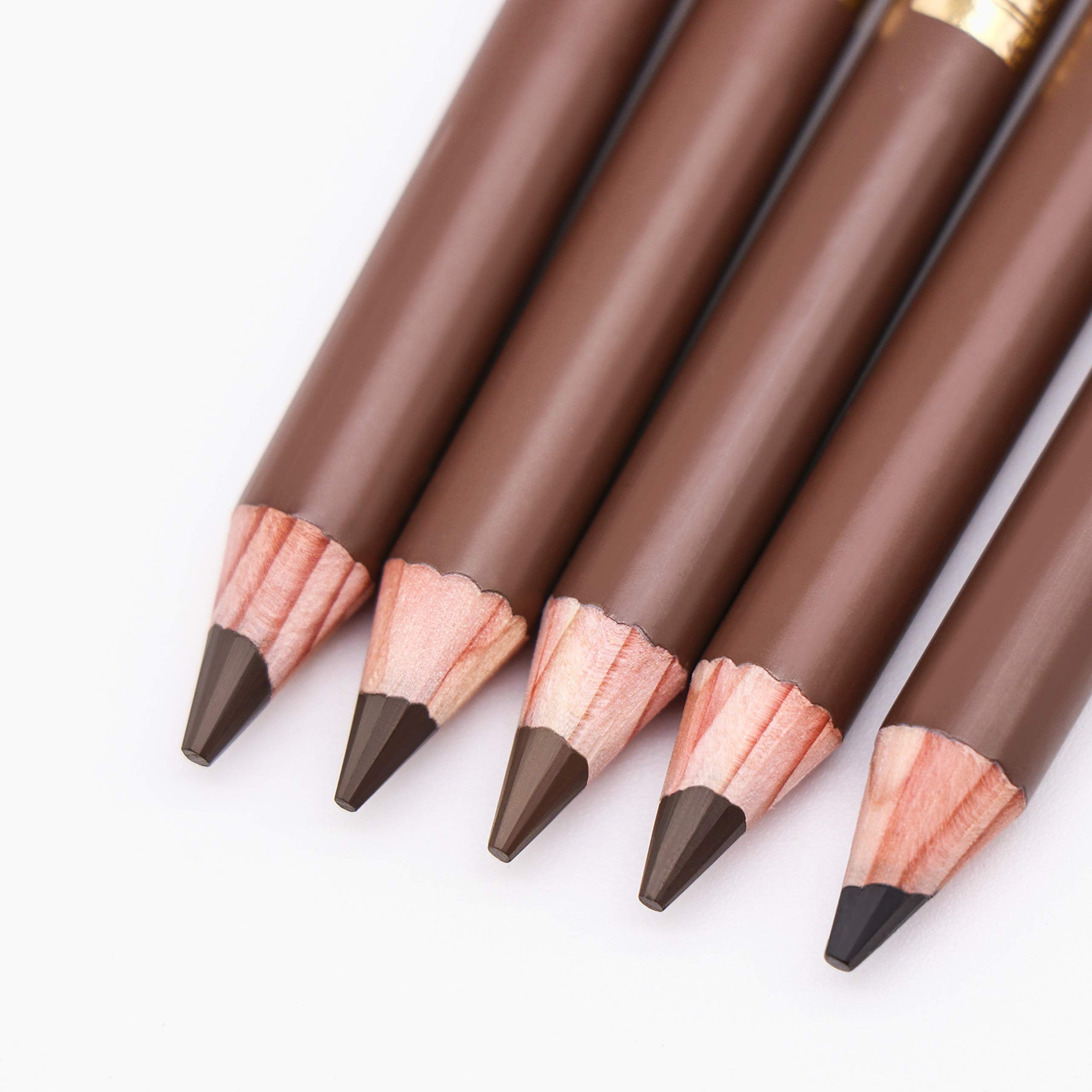 Bodermincer Eyebrow Pencil Longlasting Waterproof Durable Automaric Liner Eyebrow 5 Colors To Choose (5Pcs, 5# Brown)