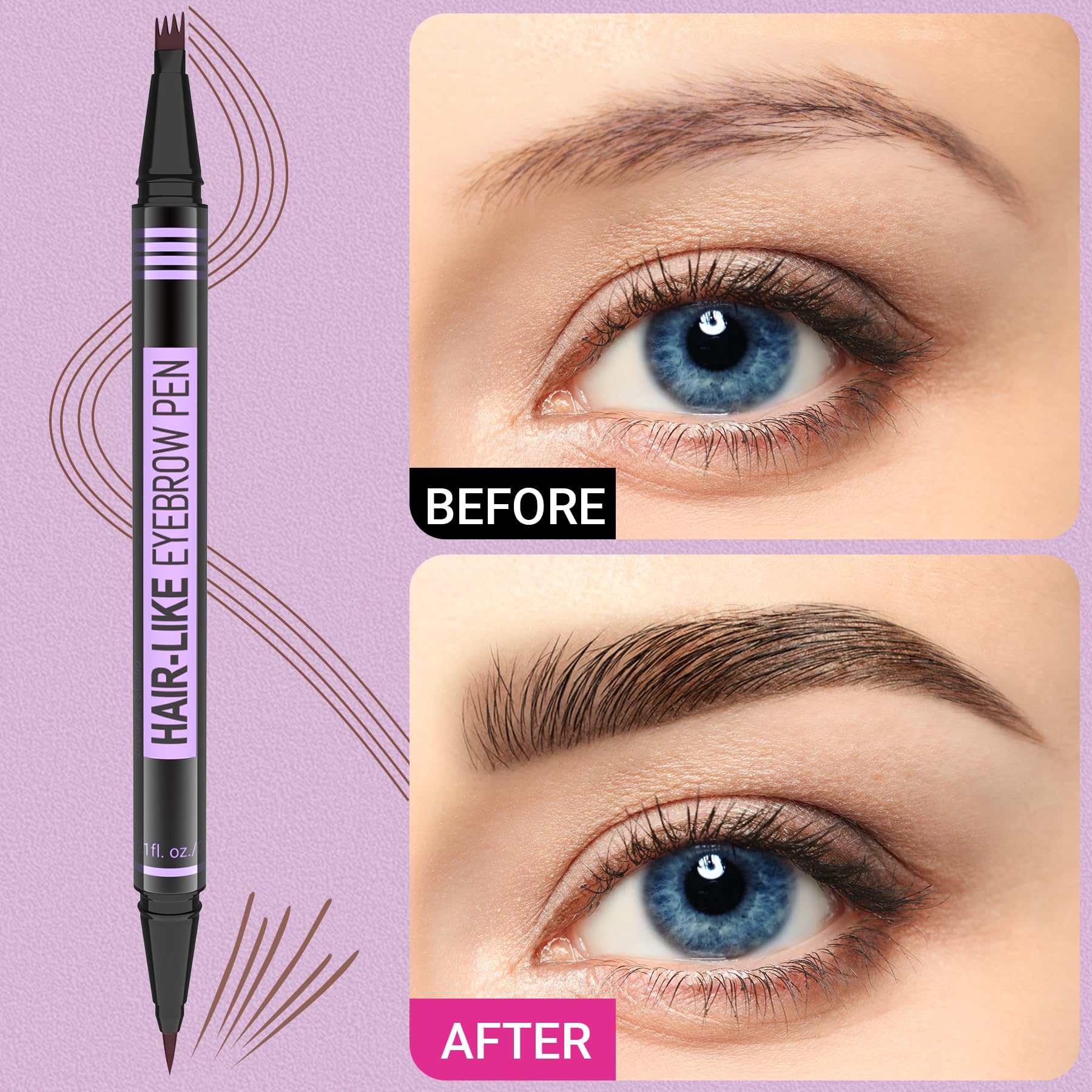 Imethod Eyebrow Pen - Eyebrow Pencil Magic 2-In-1 Eye Brow Pencils For Women With 4-Fork-Tip & Precise Brush-Tip Create Natural