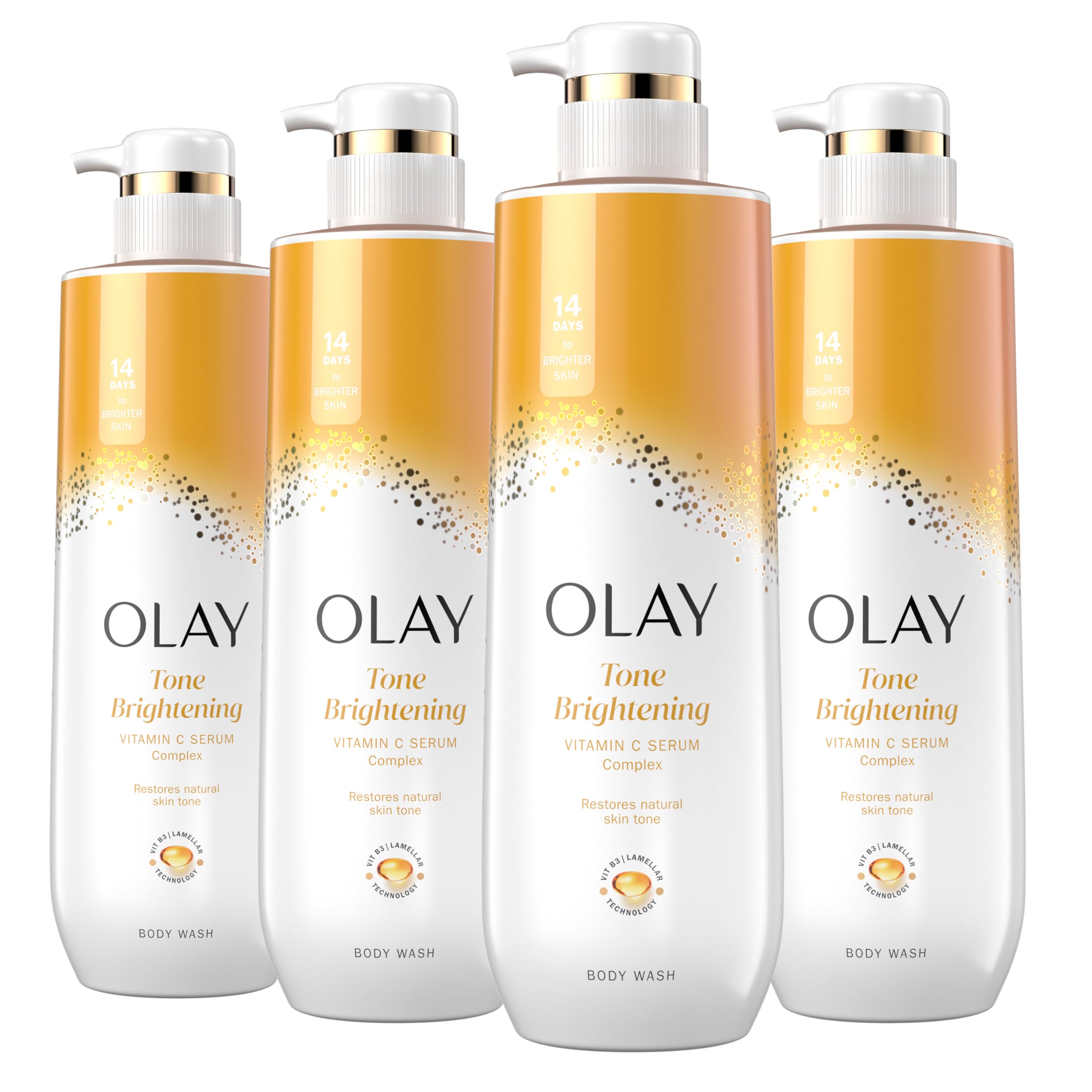 Olay Body Wash Cleansing & Revitalizing for Women, Advanced Formula with Vitamin C & Vitamin B3 Complex, 20 fl oz (Pack of 4)