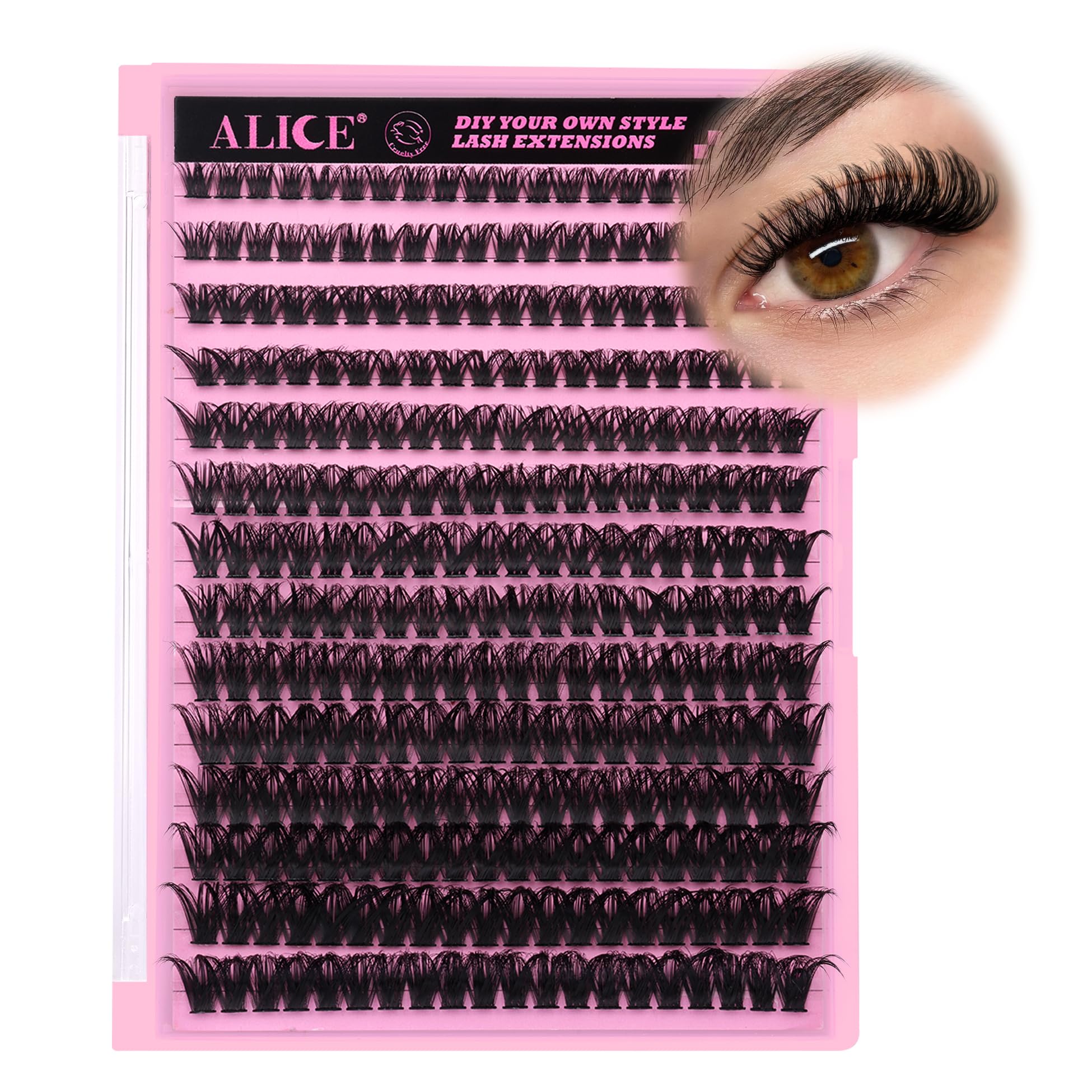 280Pcs Wispy Individual Lashes DIY Eyelash Extensions 8-16MM Fluffy D Curl Lash Extensions Lash Clusters 80D Cluster Eyelashes D