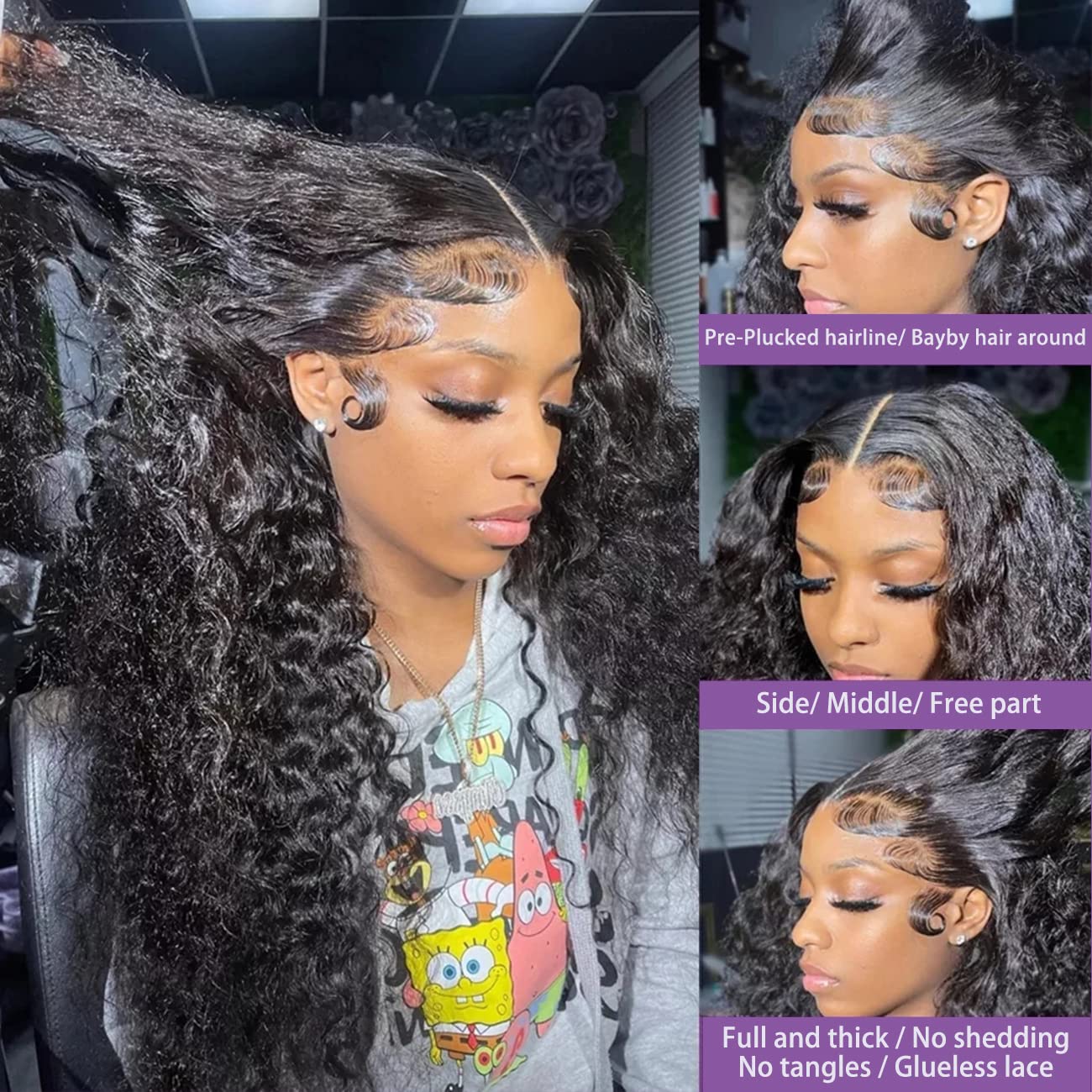Water Wave Lace Front Wigs Human Hair Pre Plucked Baby Hair Hd Transparent Wet And Wavy Lace Wigs 180% Density Brazilian Glueles