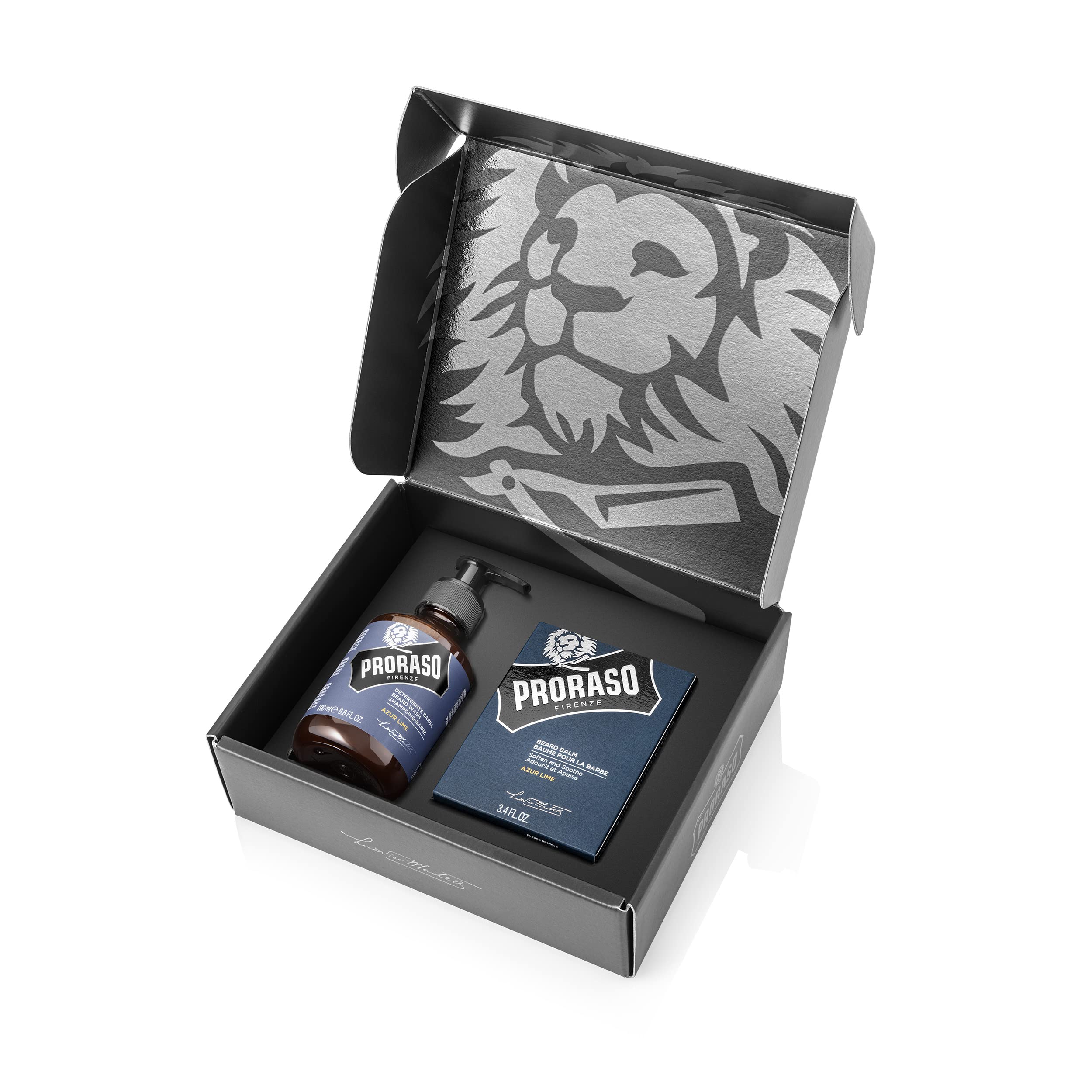 Proraso Beard Care Kit For Men | Beard Wash & Beard Balm To Cleanse, Soften And Reduce Itch For New Or Short Beards | Azur Lime
