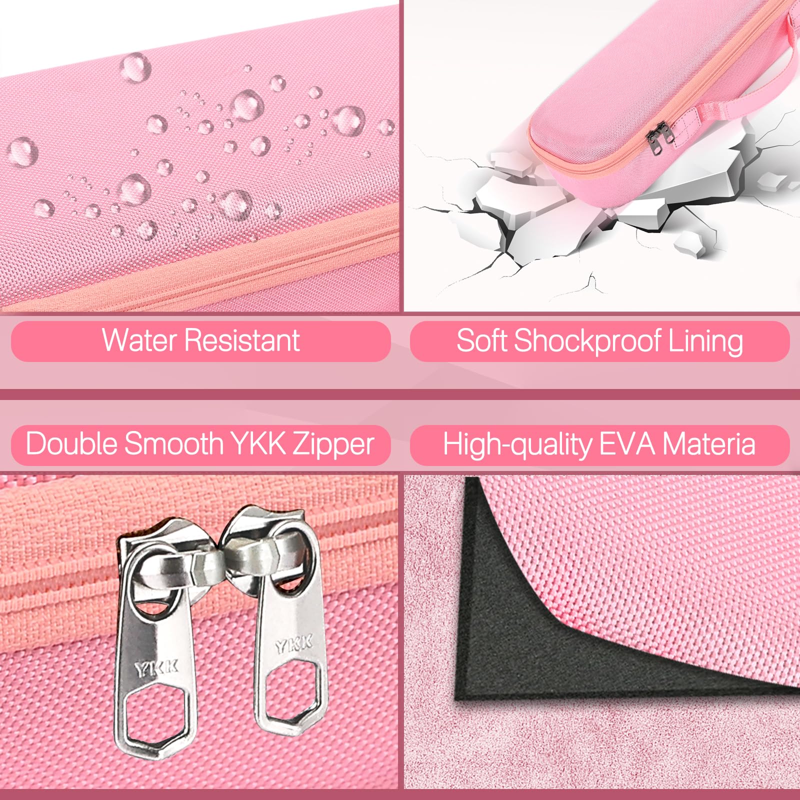 RAIACE Hard Storage Case for Dyson Airstrait Straightener, Pink, EVA Material, Travel Carrying Bag