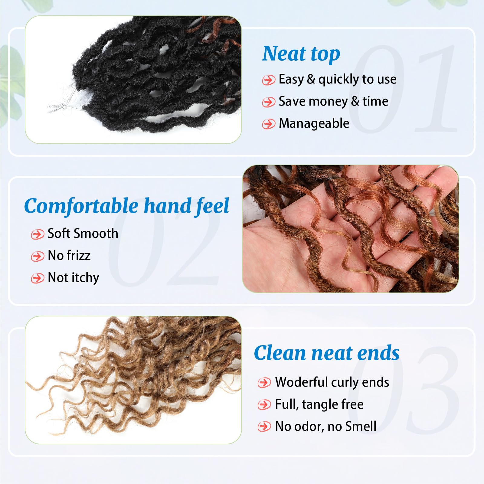 Forevery Goddess Locs Crochet Hair 22 Inch Faux Locs Crochet Hair 6 Packs Pre-Looped Crochet Hair For Black Women Boho Locs With