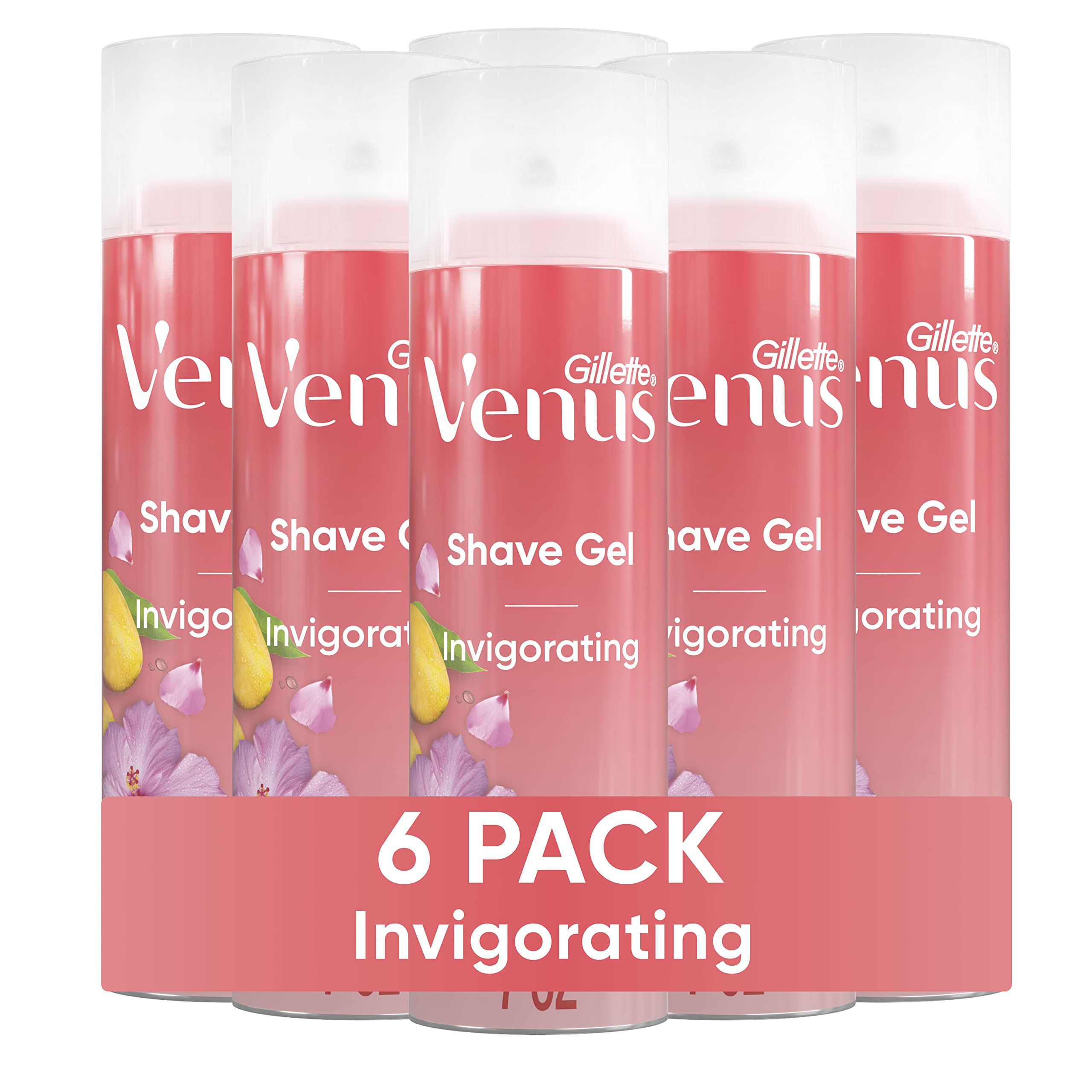 Gillette Venus Invigorating Mango & Hibiscus Scented Shave Gel, Womens Shaving Cream, 7 oz Pack of 6 (42 oz total)