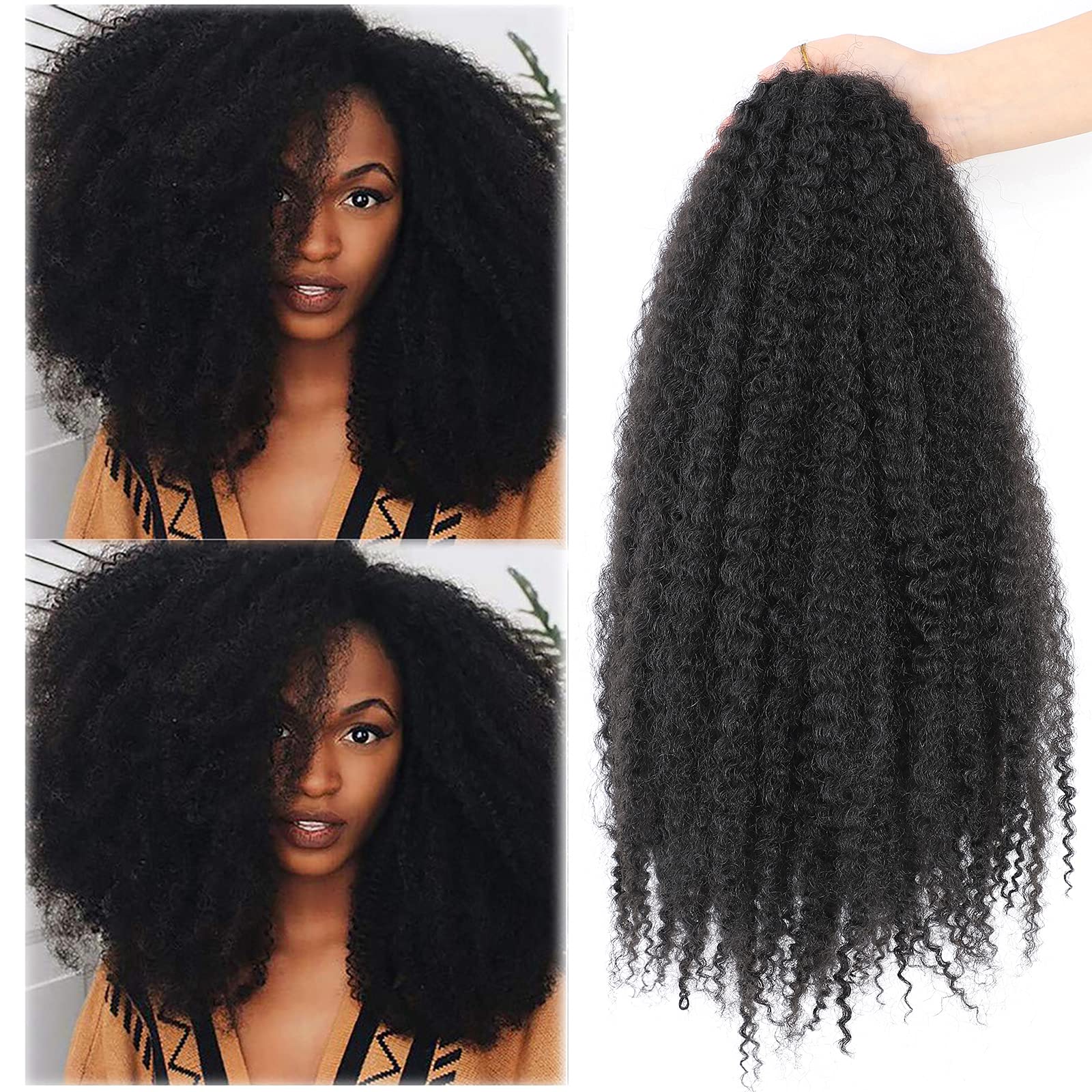 Dansama Marley Hair 18 Inch Marley Twist Braiding Hair, Afro Twist Marley Braiding Hair for Faux Locs Hair, Synthetic Hair Exten