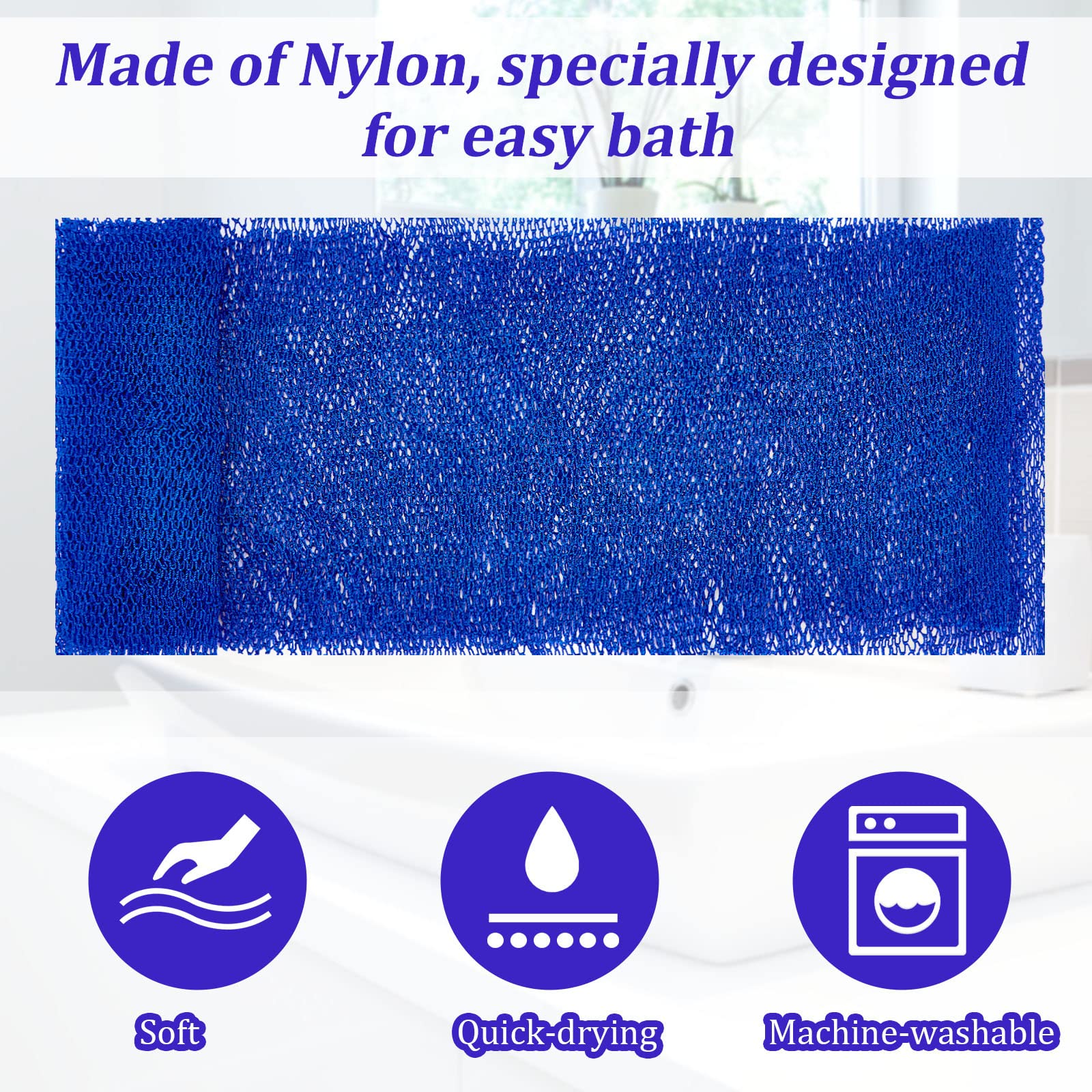 4 Pieces African Net Bath Sponge African Exfoliating Long Net Sponge Exfoliating Shower Body Scrubber Skin Smoother For Daily Us