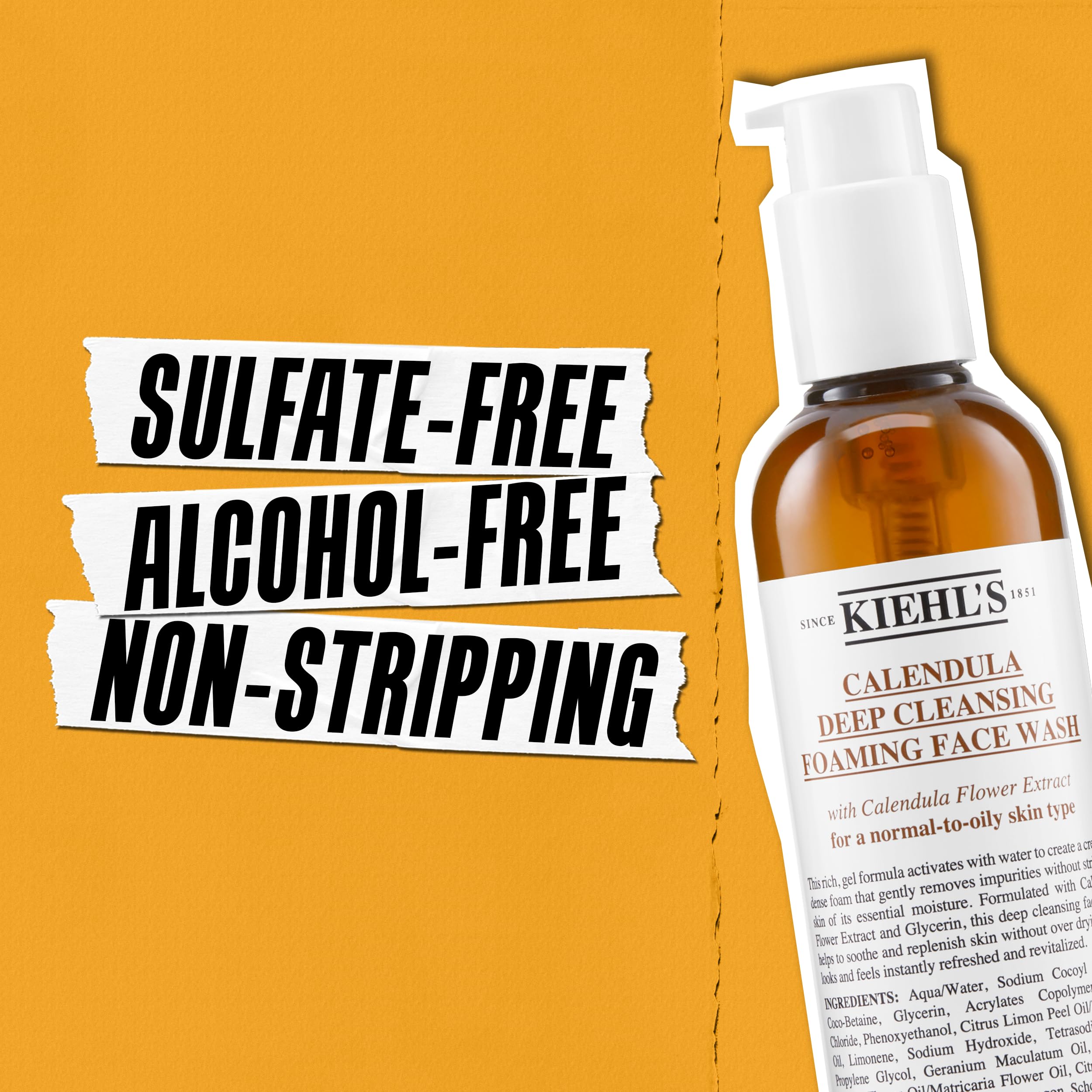 Kiehl's Calendula Deep Cleansing Face Wash, Balances Skin While Gently Removing Impurities, Soothing and Refreshing, Boosts Mois