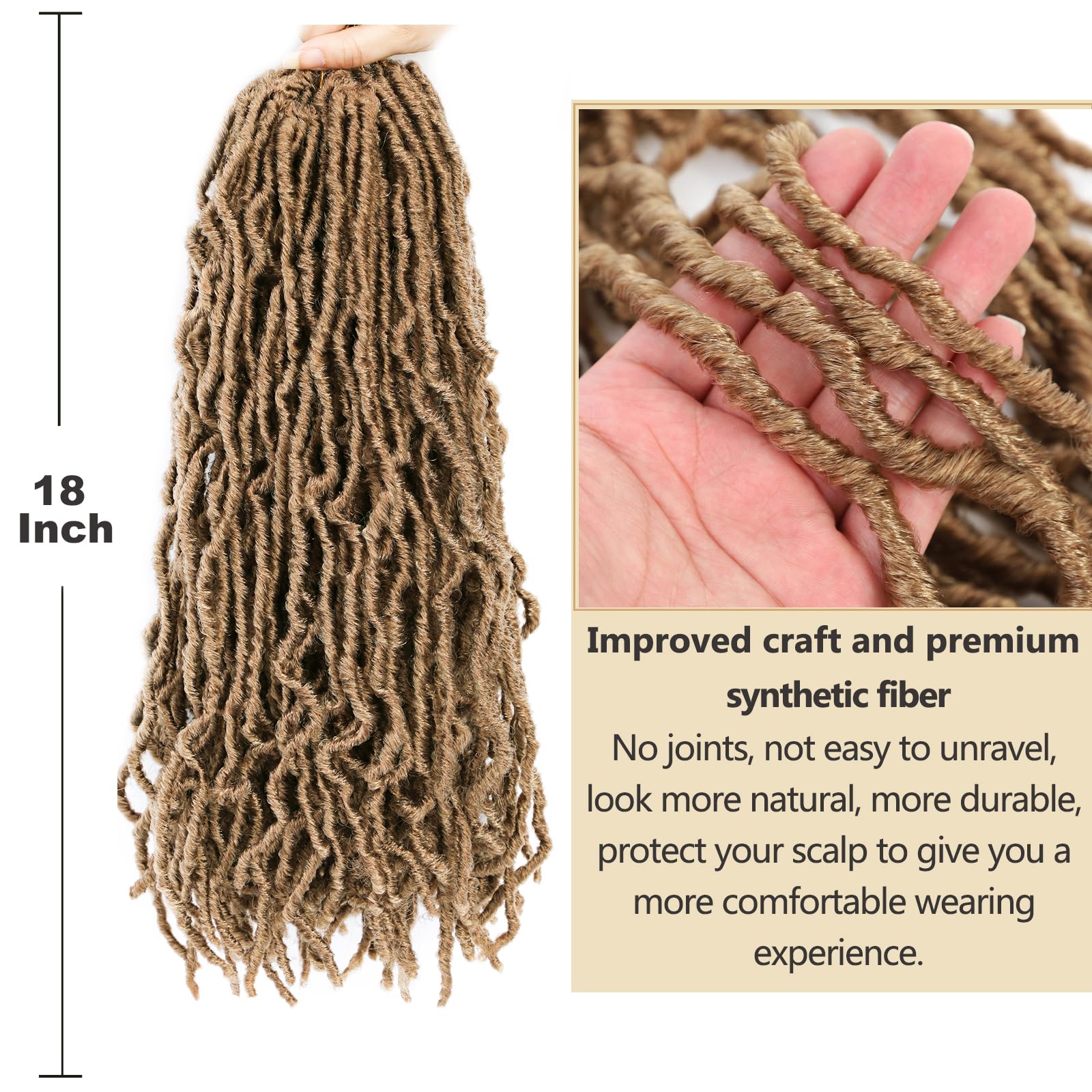 Faux Locs Crochet Hair Blonde Soft Locs 18 Inch 7 Packs Crochet Locs Natural Locs Crochet Hair For Women Synthetic Pre Looped Cr