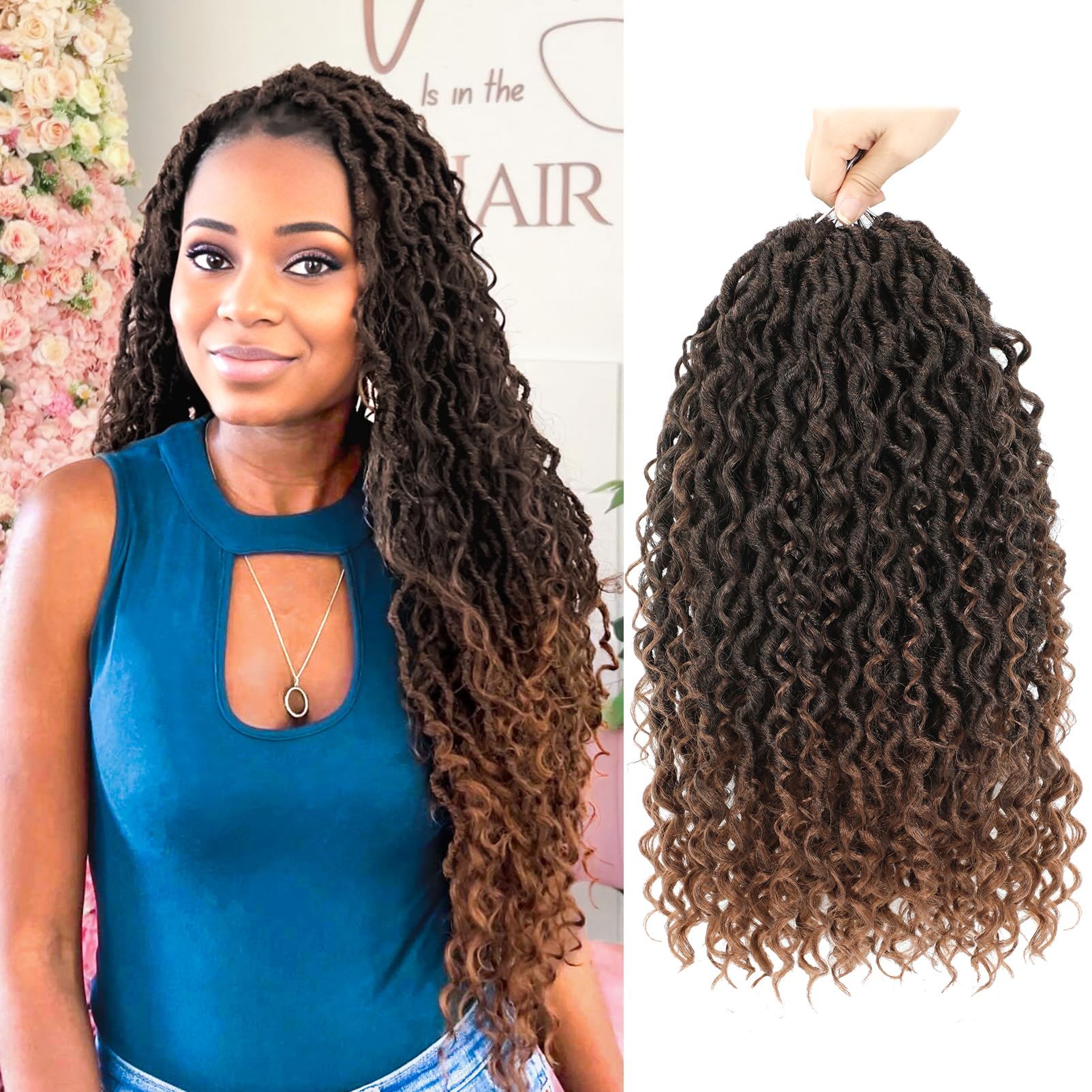 Forevery Goddess Locs Crochet Hair 18 inch Faux Locs Crochet Hair 6Packs Crochet Hair for Black Women Pre Looped Crochet Locs Wi