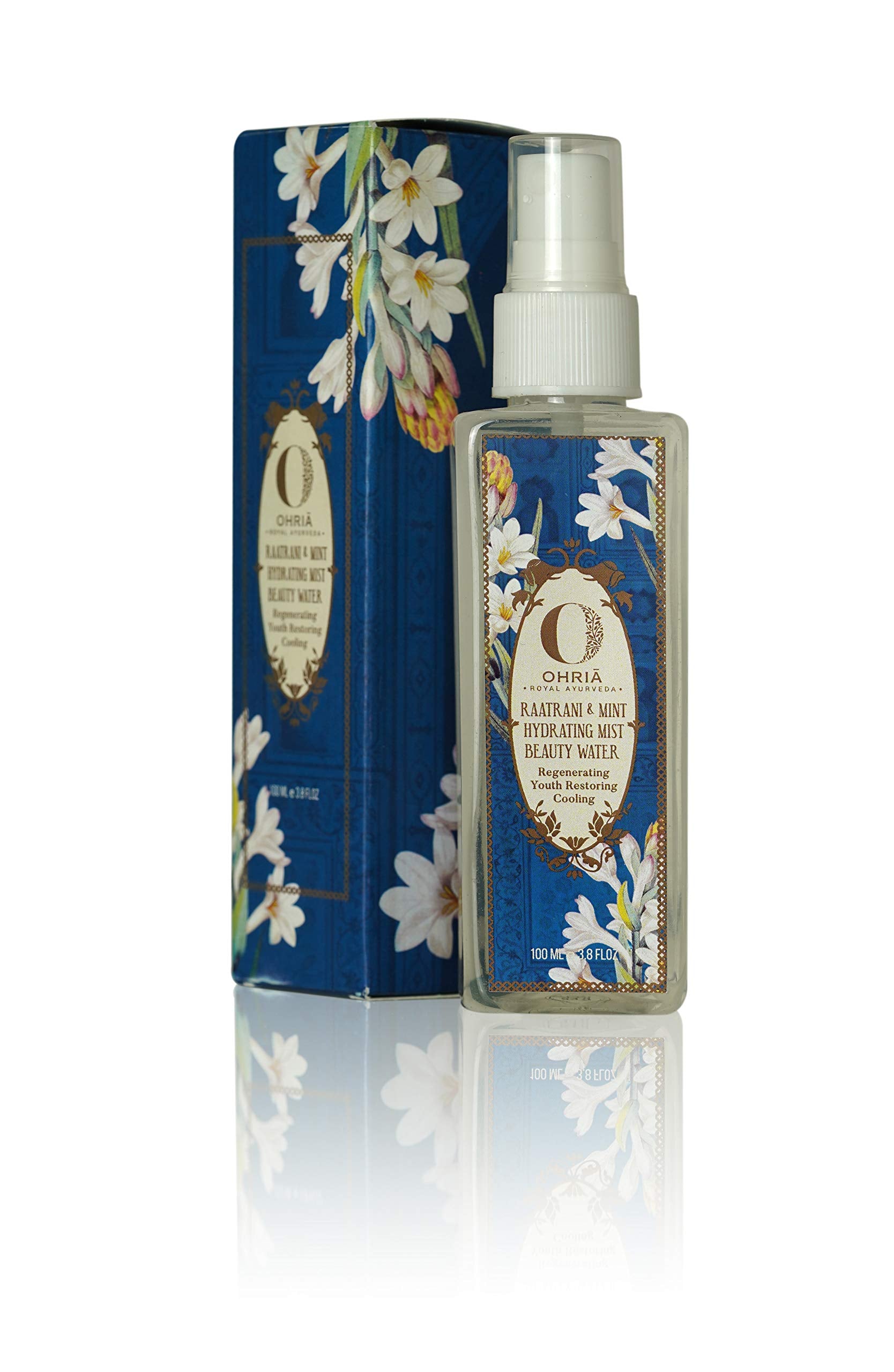 Ohria Ayurveda Raatrani & Mint Facial Mist Beauty Water | For Hydrating, Soothing & Cooling Skin| Refreshing Toner & Moisturizer