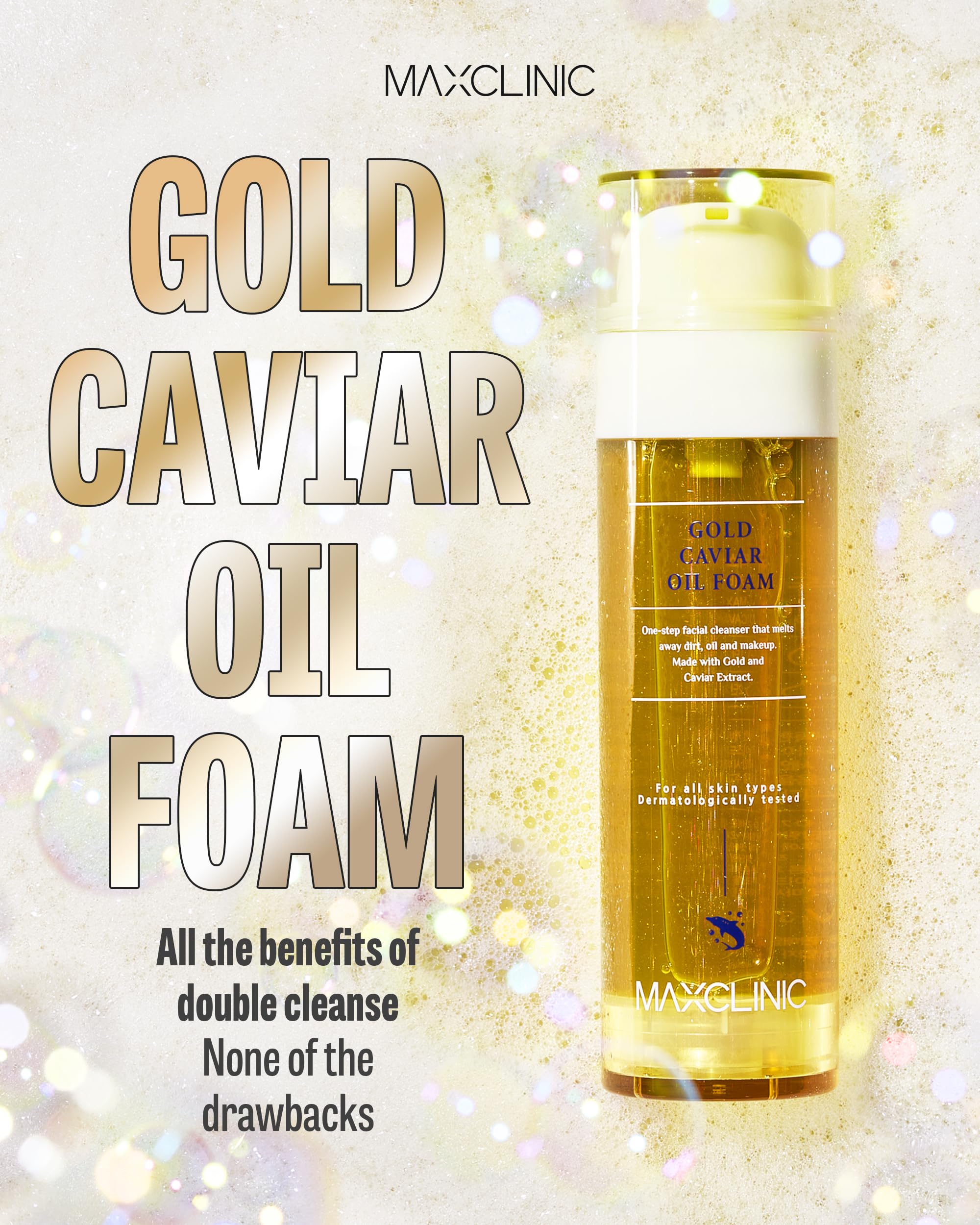 Maxclinic [K-Beauty] Gold Caviar Cleansing Oil To Foam | Daily Face Wash Oil Based Cleanser To Foam | Korean Oil Foaming Face Cl