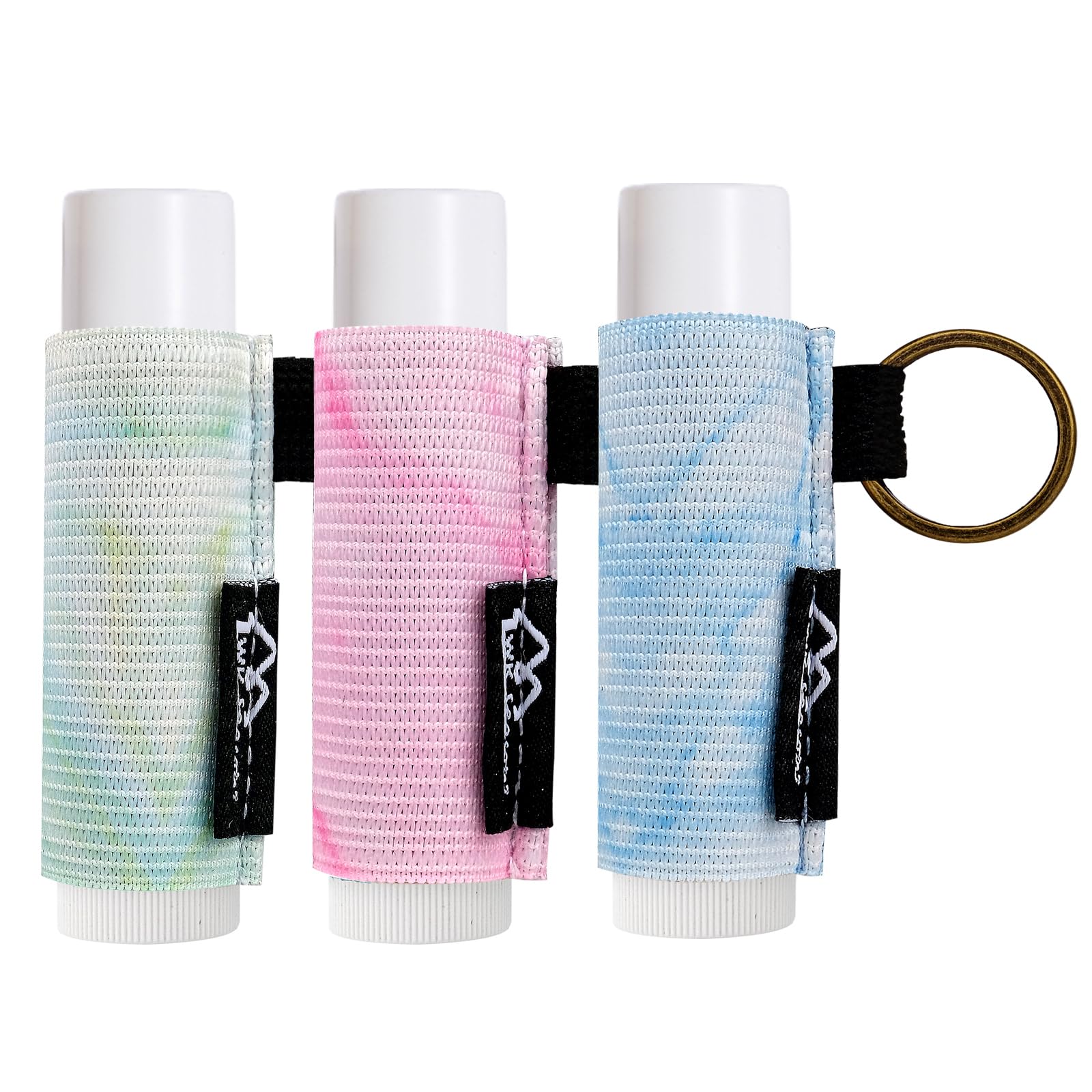 WK IEASON - Lip Balm Holder Keychain Clip On Lipstick Sleeve Chapstick Sleeve Holder Keychain 3pcs(Marble print Green/Pink/Blue)