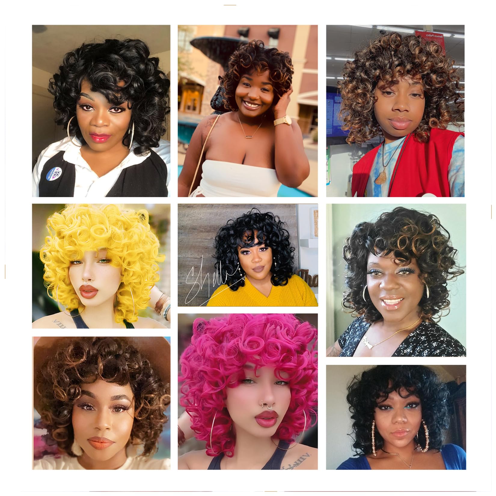 Kavsni Golden Yellow Curly Wig For Black Women Full And Soft For Chica Cosplay Patti Mayo Halloween Costume Excellent Wig For Pe