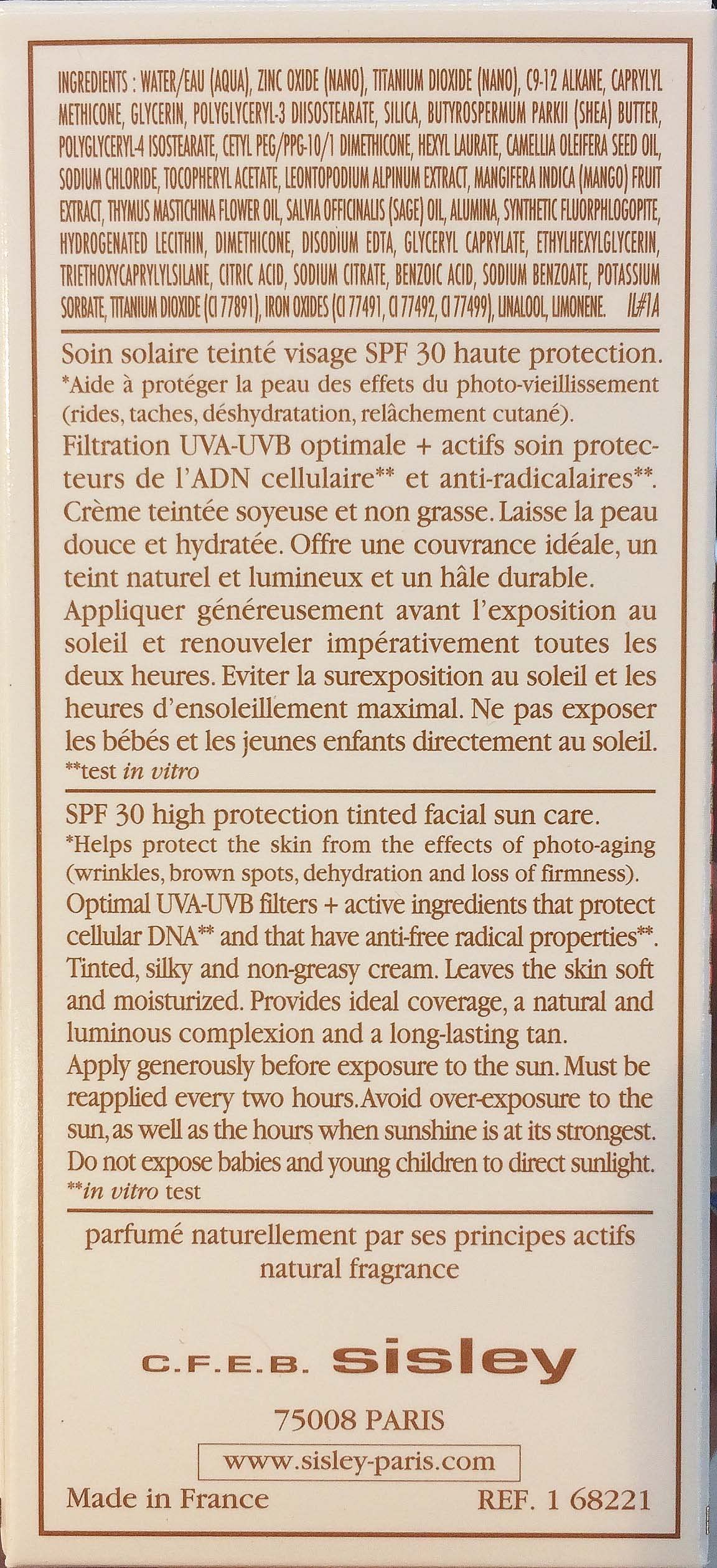 Sisley Super Soin Solaire Tinted Spf 30 No. 1 Natural Sun Care For Women, 1.3 Ounce