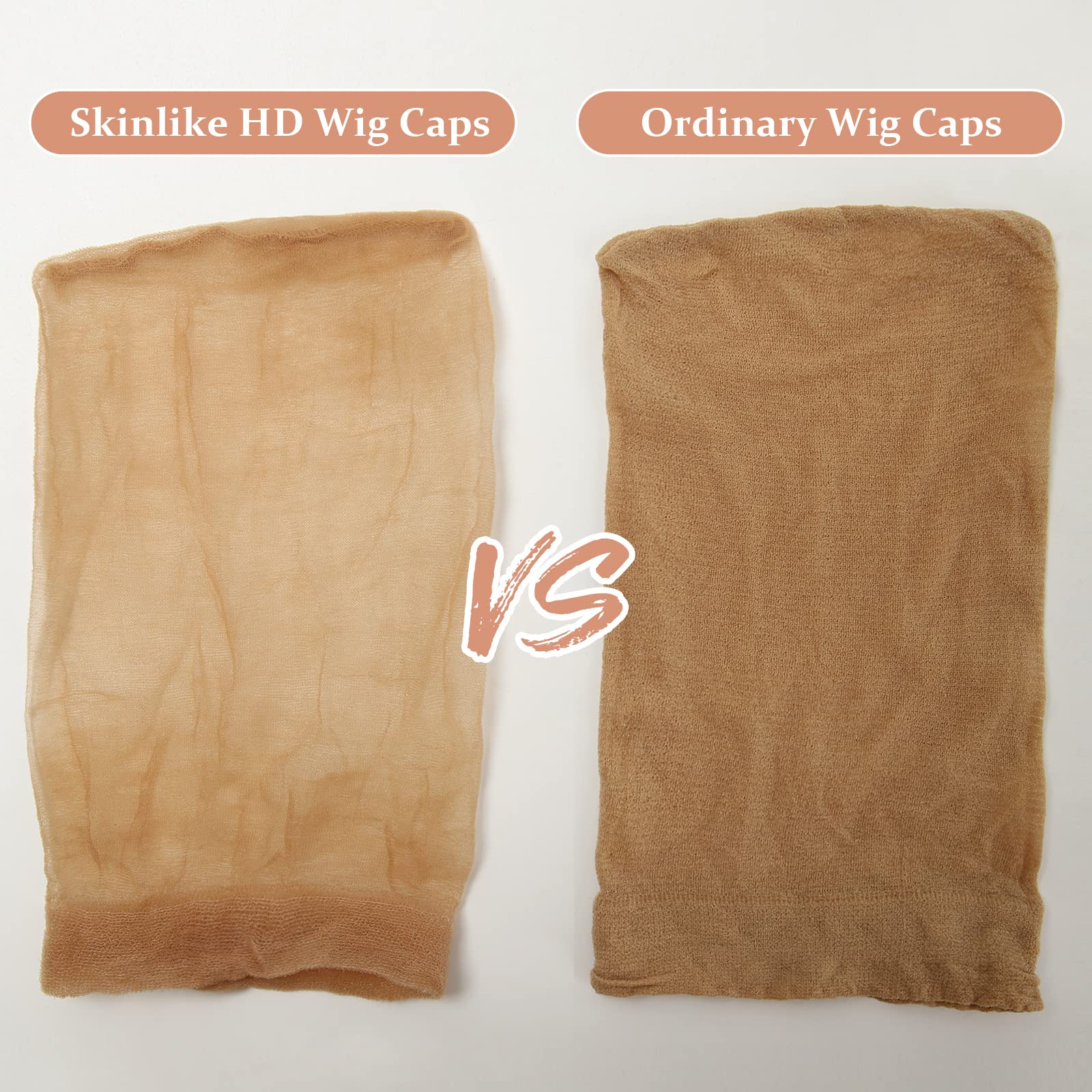 Beeos Skinlike Real Hd Wig Caps, 10 Pieces Ultra-Thin Invisible And Breathable Stretchy Stocking Sheer Caps For Women Lace Front