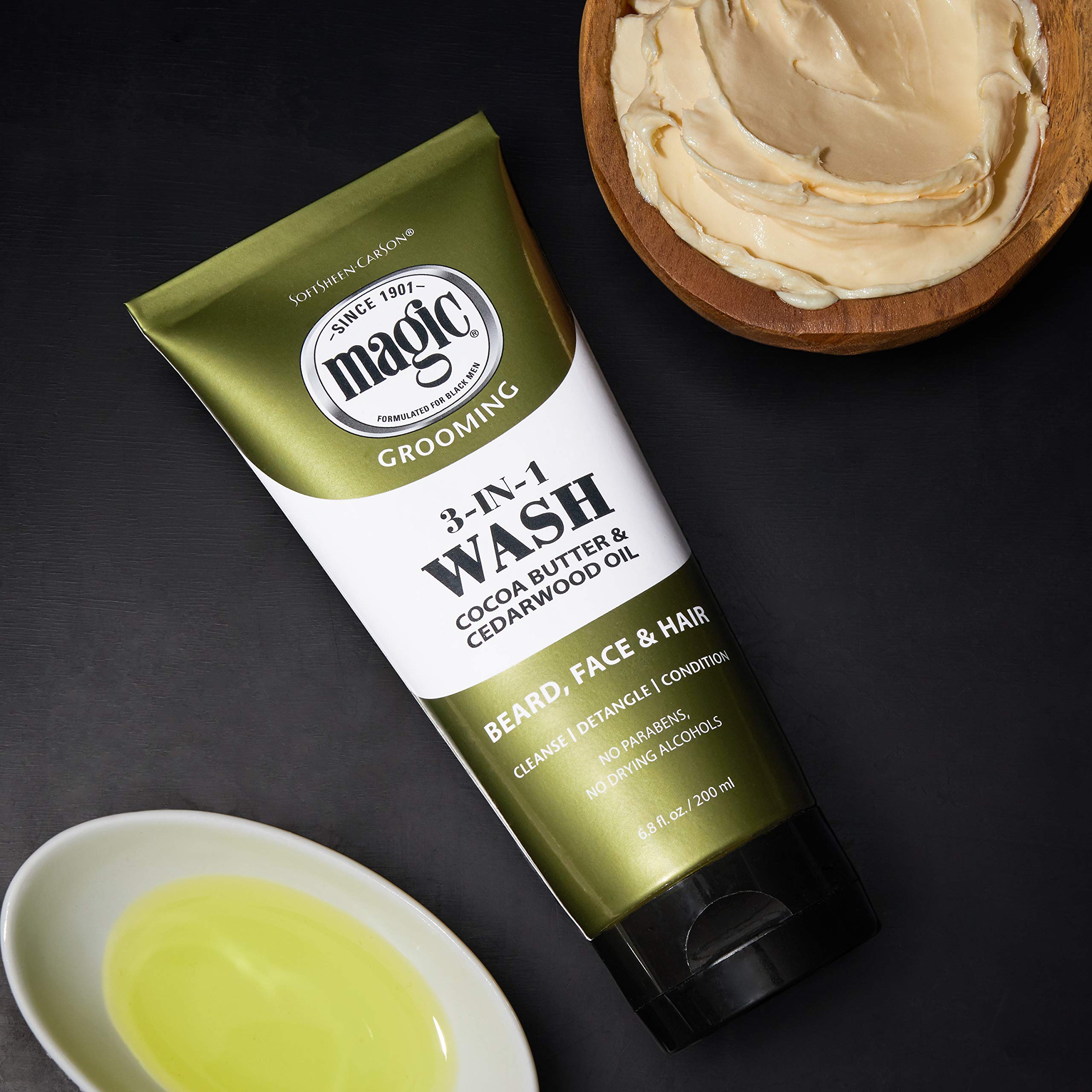 Softsheen-Carson Magic Beard Wash 3 In 1 Cleanses And Conditions For Face, Beard And Hair, With Cocoa Butter And Shea Butter, 6.