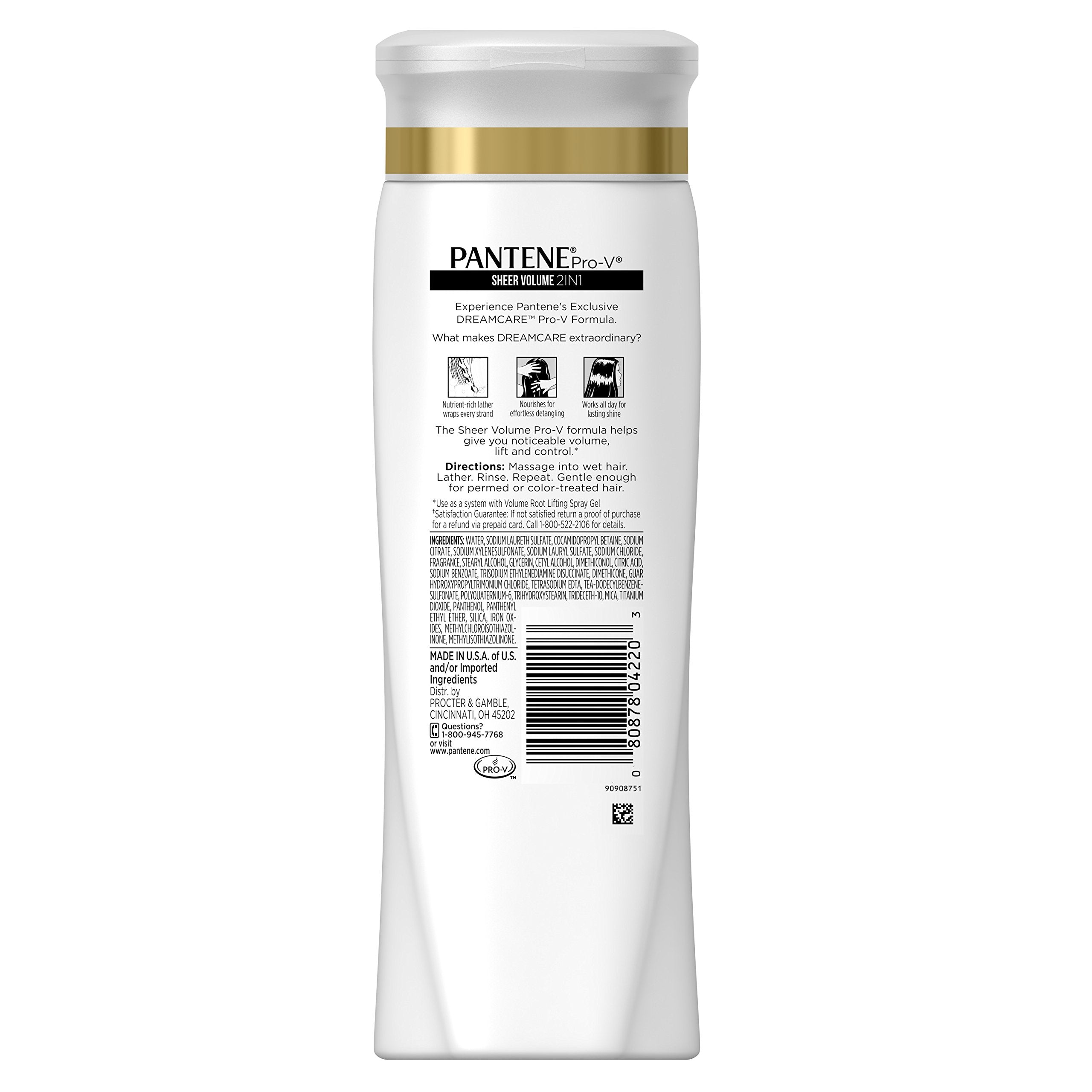 Pantene Pro-V 2 in 1 Shampoo & Conditioner, Sheer Volume with Collagen, 12.6 Ounce