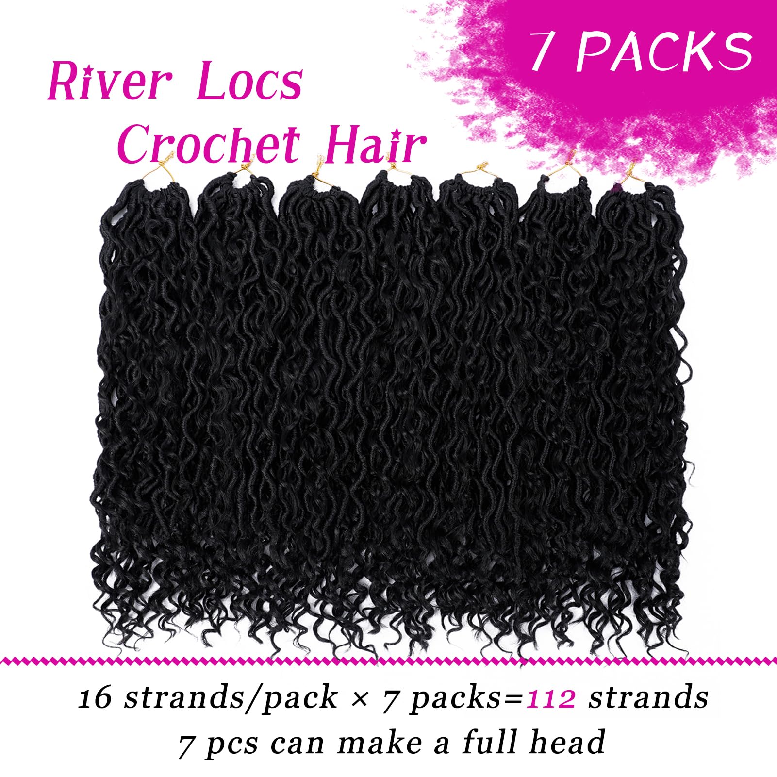 Goddess Locs Crochet Hair 18 Inch 7 Packs Boho Faux Locs Crochet Hair for Black Women Pre Looped Crochet Locs with Curly Ends (#