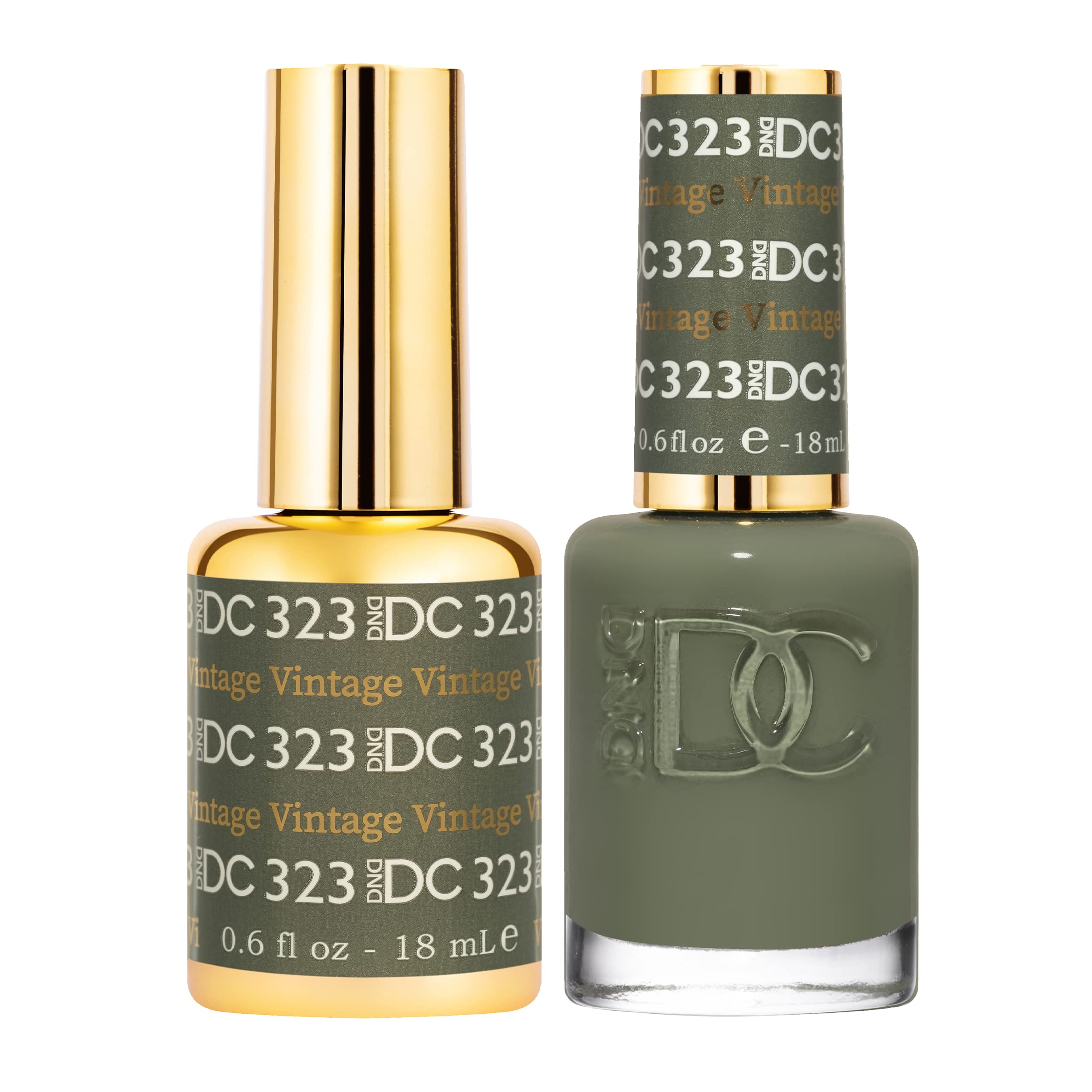 DND DC Gel Polish Set, Green Collection, UV/LED Gel Polish and Air Dry Nail Lacquer, Matching Chip-Free Polish Duo, 323 Vintage,