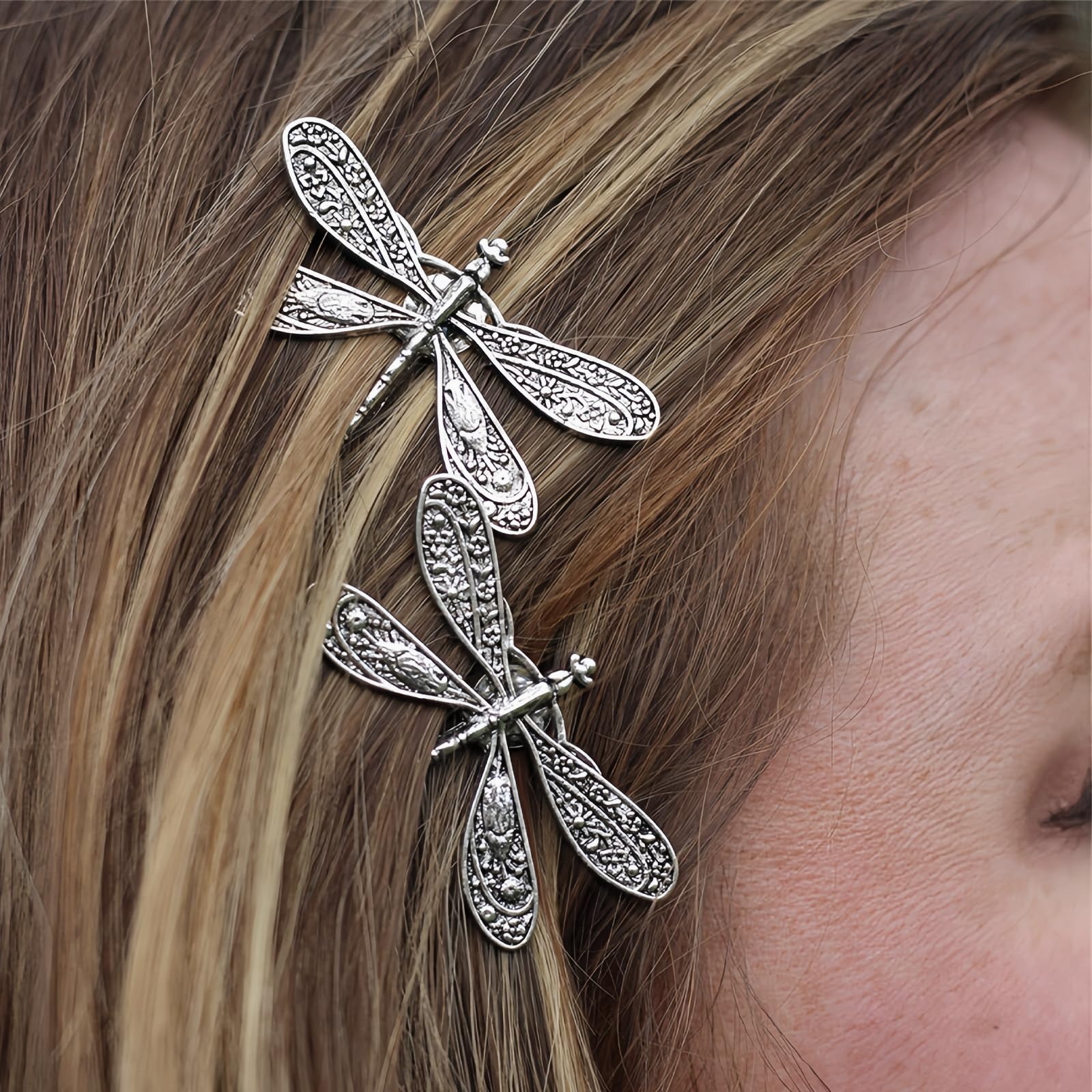 SHIDOW Dragonfly Hair Clips, Wedding Retro Antique Barrette, Bridal Headdress Head Wear Styling Hair Accessories for Girls Ladie
