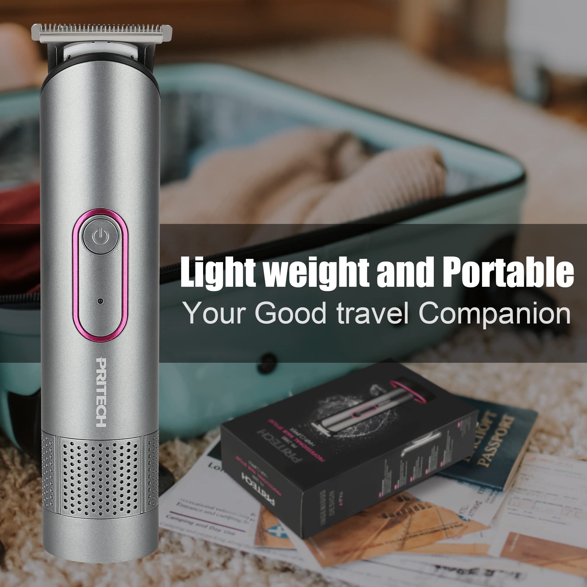 Pritech Hair Trimmer For Women, Waterproof, Rechargeable Pubic Hair Clippers And Bikini Shaver, Electric Razor, Hair Cut Kit, Ba