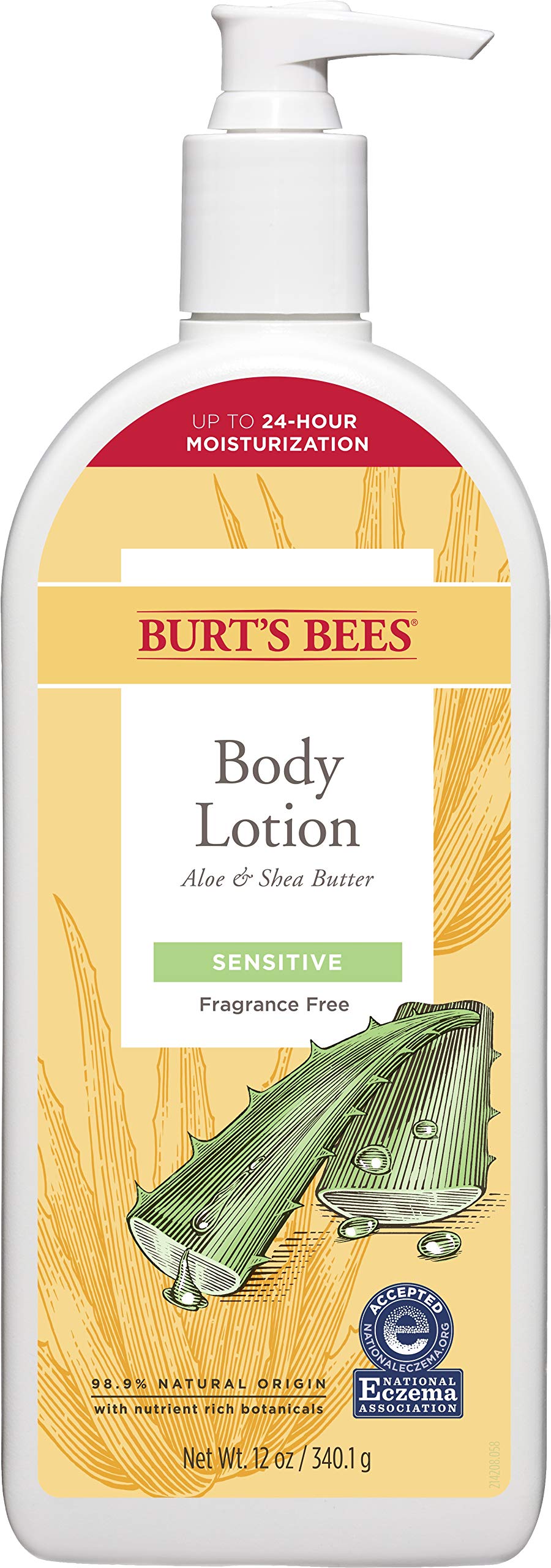 Burts Bees Body Lotion for Sensitive Skin with Aloe & Shea Butter, 12 Oz (Package May Vary)