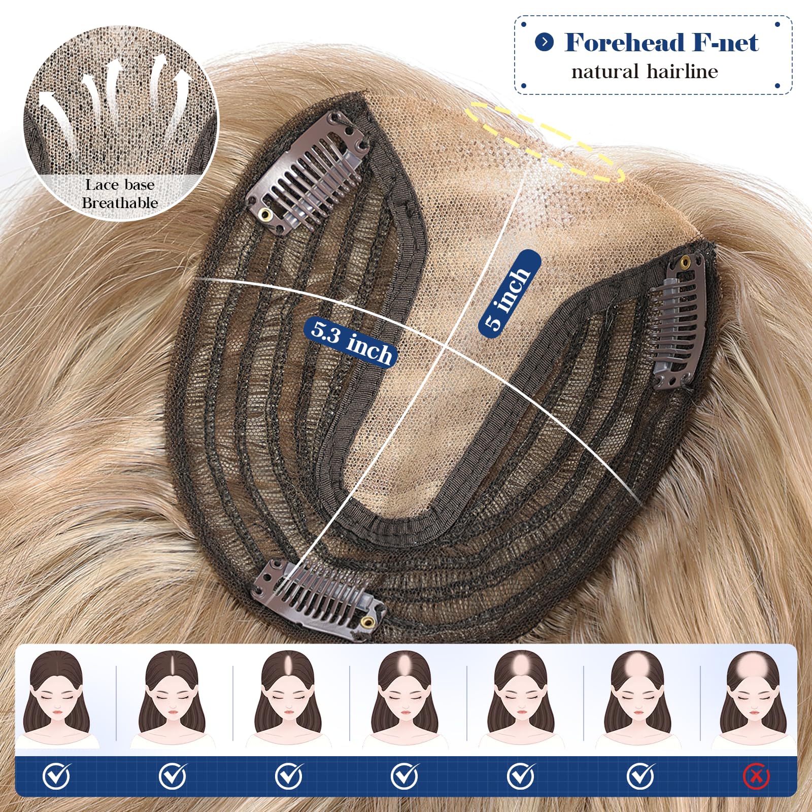 Haircube 18 Inch Wavy Hair Toppers For Women Heat Resistant Fibre Synthetic 5 * 5.3 Inch Swiss Base Toppers Hair Pieces For Wome