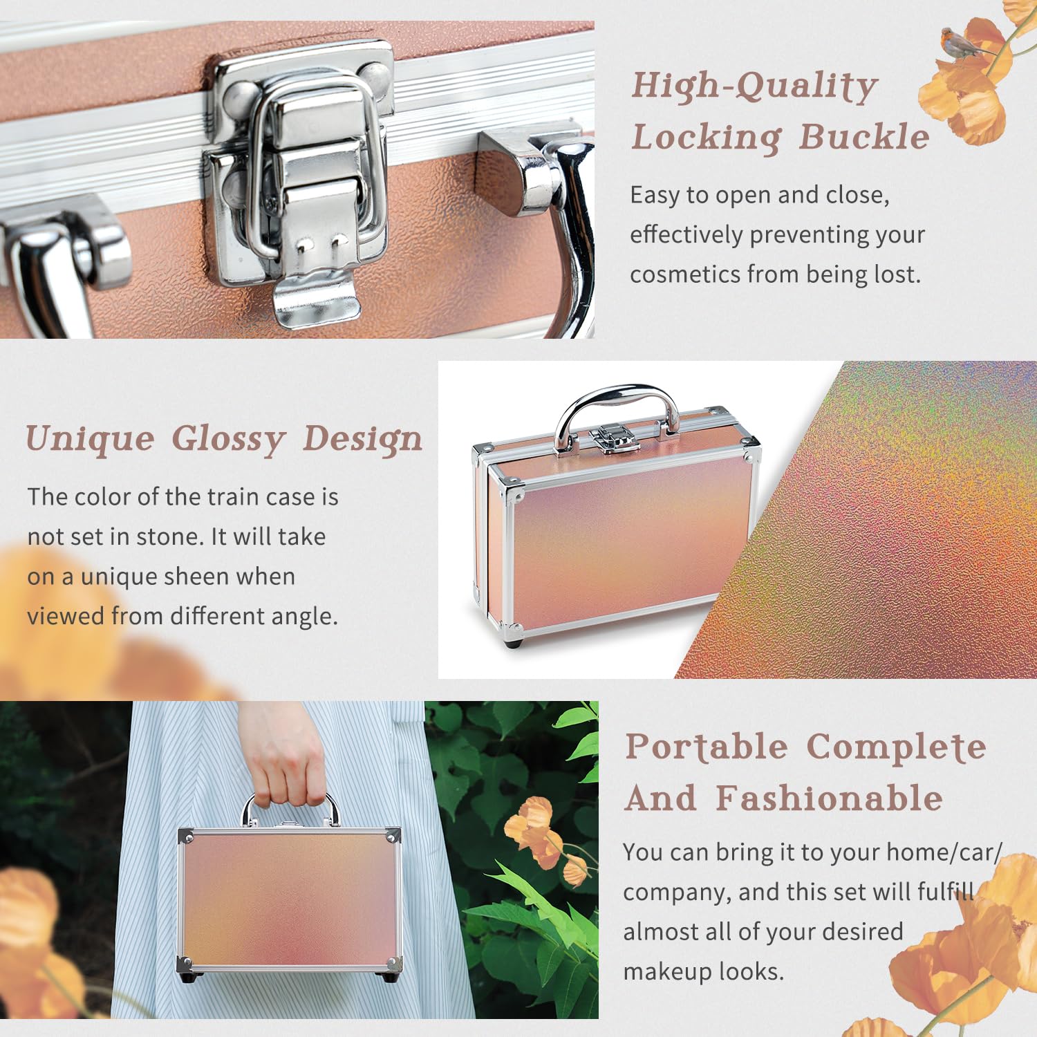 Color Nymph Beginner Makeup Kits For Teens With Train Case Included Full Makeup Kit Eyeshadow Palette Blushes Bronzer Highlighte