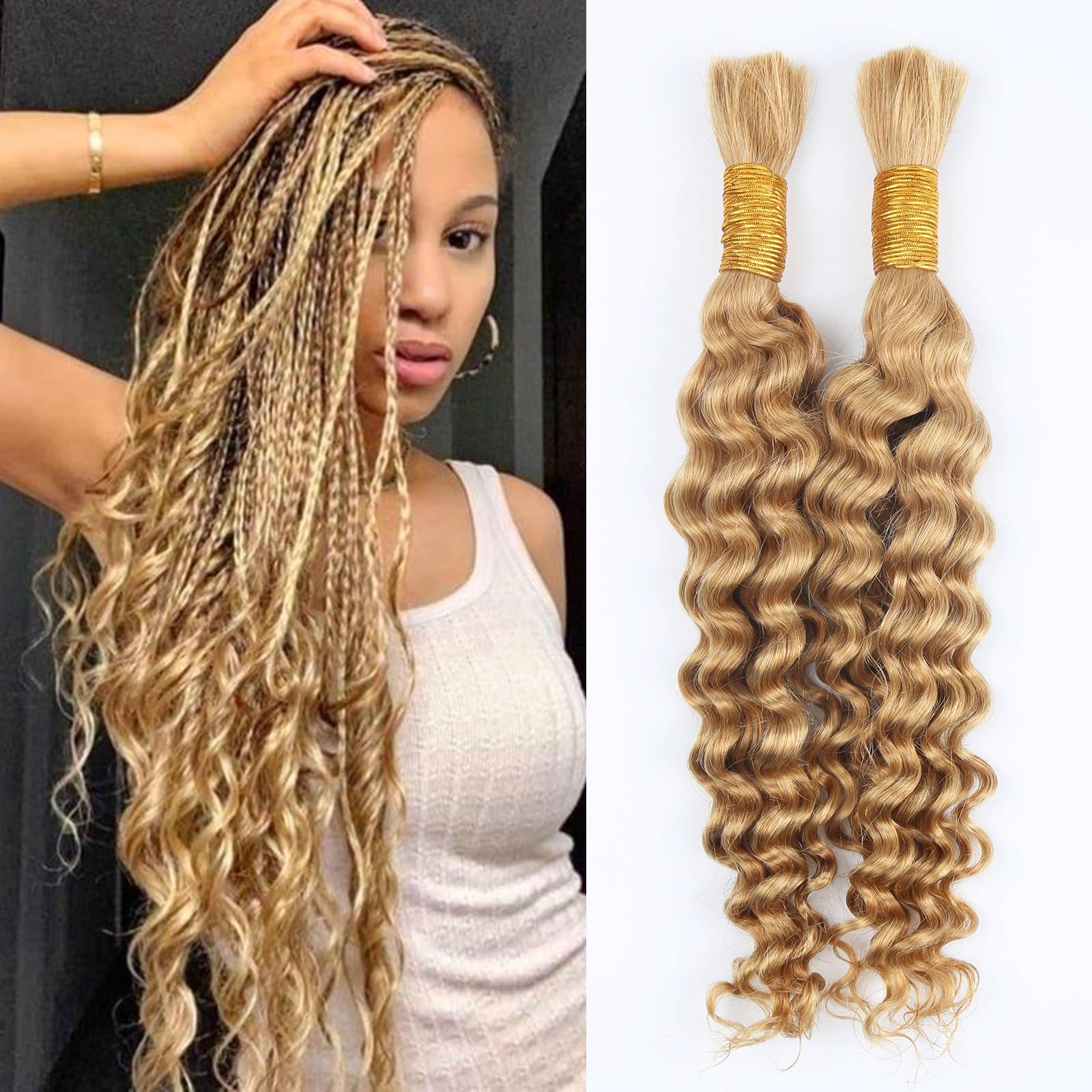 Odir Deep Wave Bulk Human Hair for Braiding No Weft 100% Unprocessed Brazilian Curly Braiding Human Hair Extensions Wet and Wavy