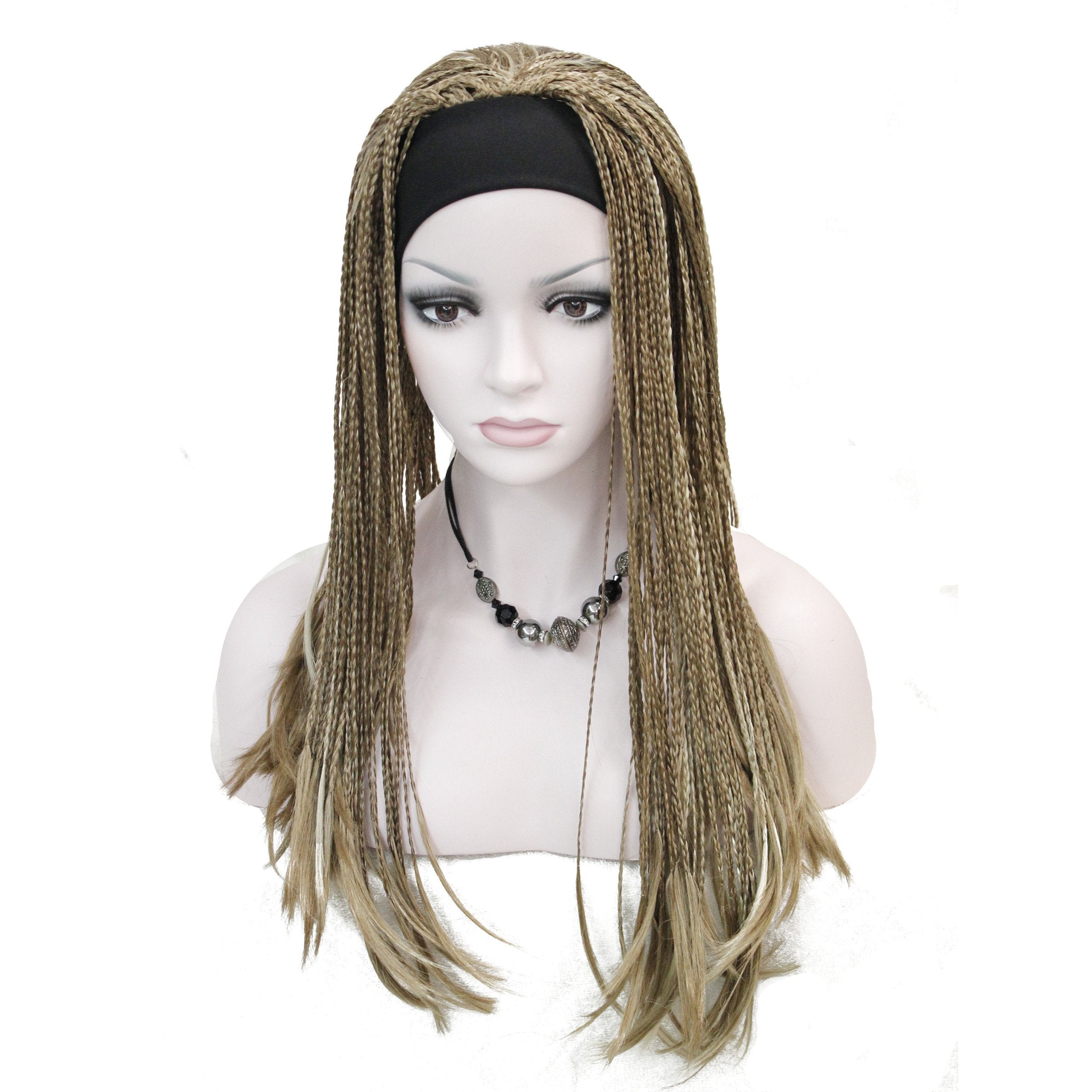 Lydell Braided Wig Afro Long Synthetic Fully Hand Tied Twist Braided Wigs (H16-613 Blonde Highlighted)
