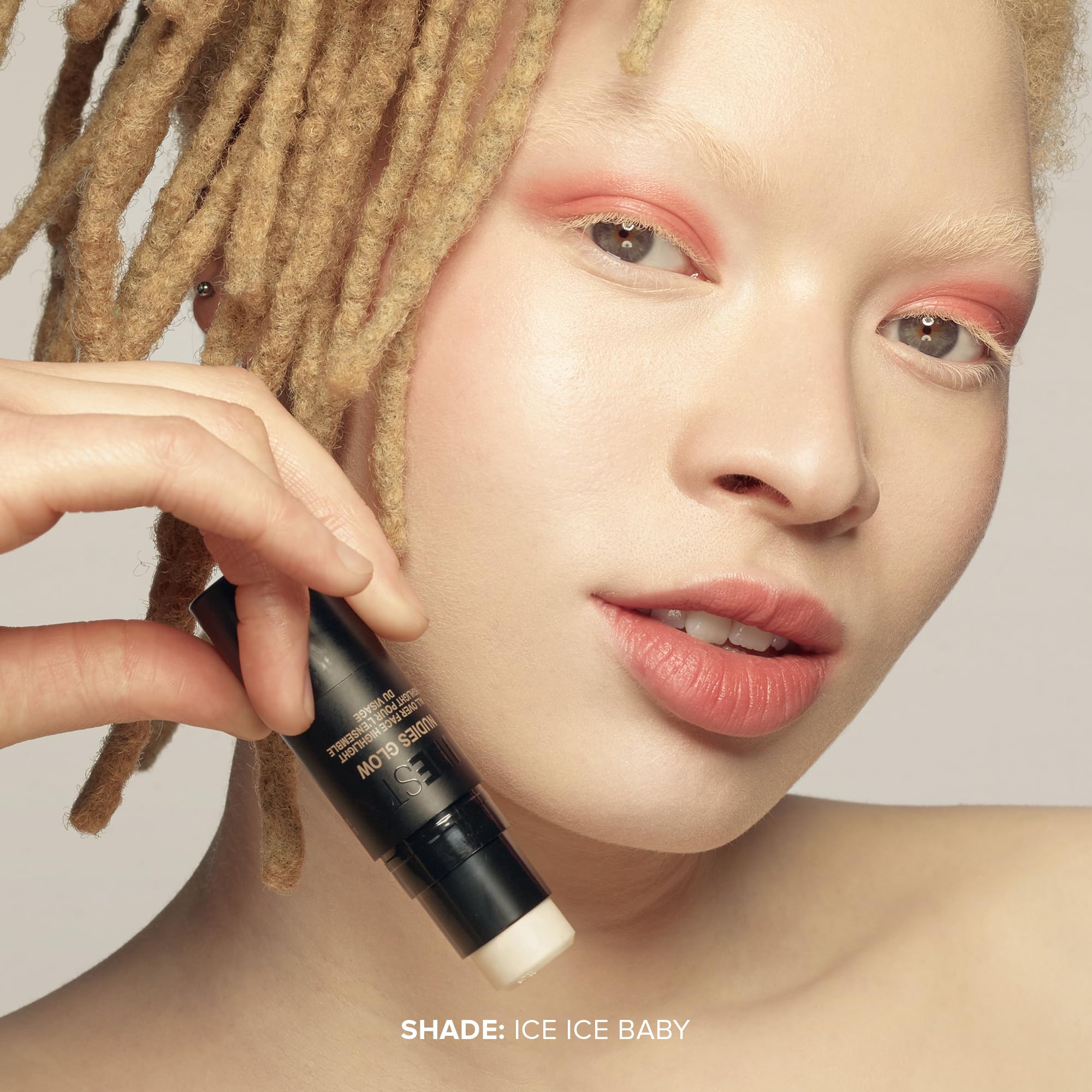 Nudestix Nudies Glow Cream Highlighter Bronze + Glow 3-In-1 All Over Face Colour For Eyes, Cheeks, Lips W/Blending Brush (Ice Ic