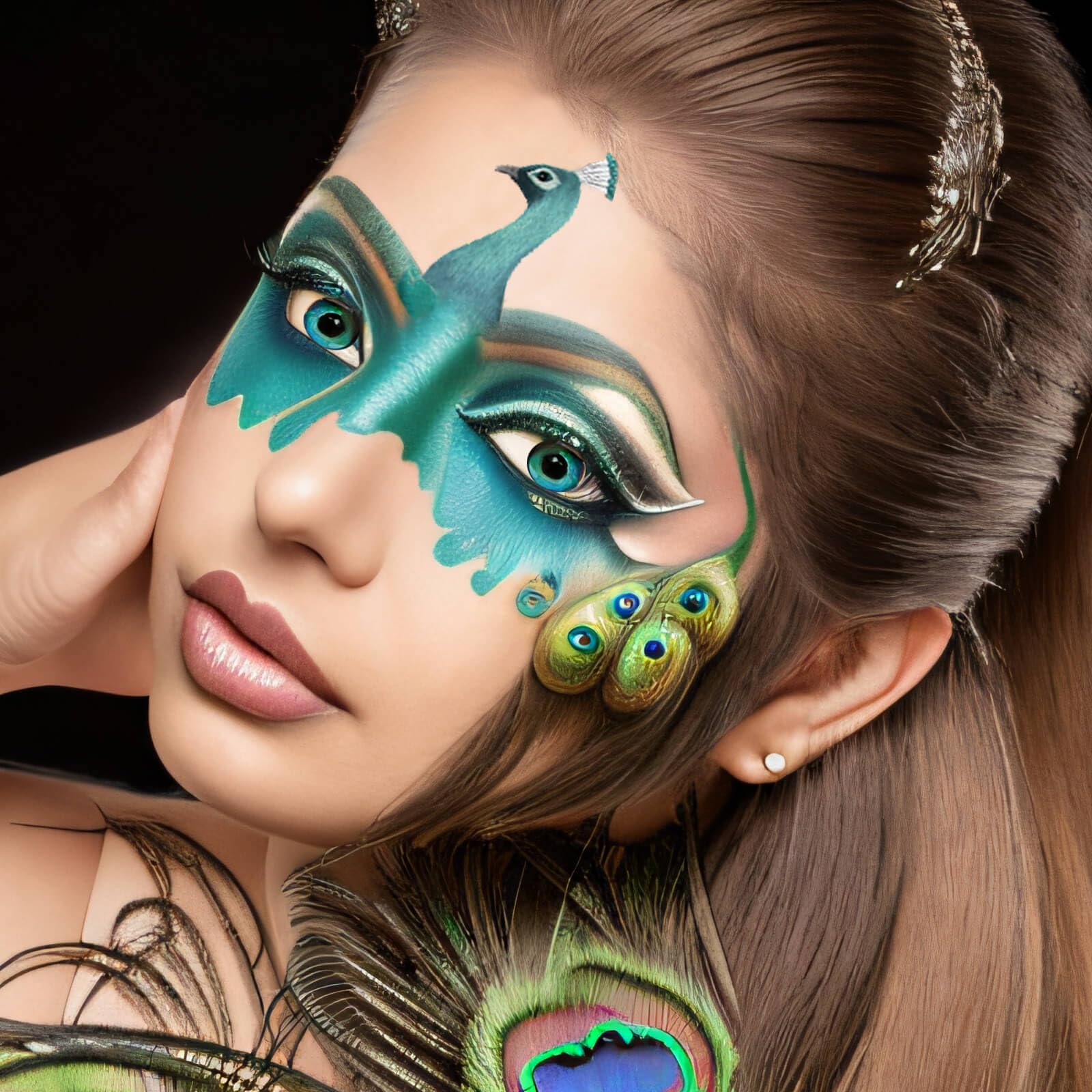 Meicoly Teal Face Body Paint Stick(1.06 Oz),Cream Blendable Full Body Paint Stick,Peacock Face Paint,Sweatproof Waterproof Face
